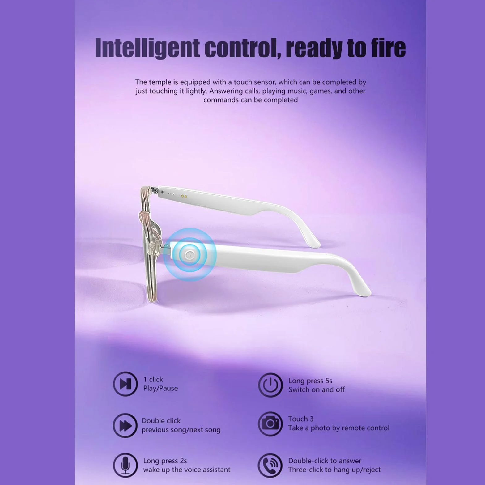 Jectse Lunettes Intelligentes AI avec Caméra, Lunettes D'enregistrement Vidéo HD 1080P, Audio BT, de Caméra de Sport de Plein Air, avec Musique, Appels Mains Libres et (Blue)