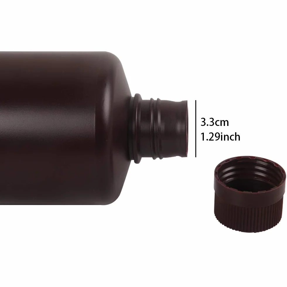 3 pièces 1L/1000 ml/35.2 oz processeur de Chambre Noire Chimique Liquide développeur Bouteilles de Stockage en Plastique pour 135 120 Film Photo négatif (3X 1L Brown Bottle)