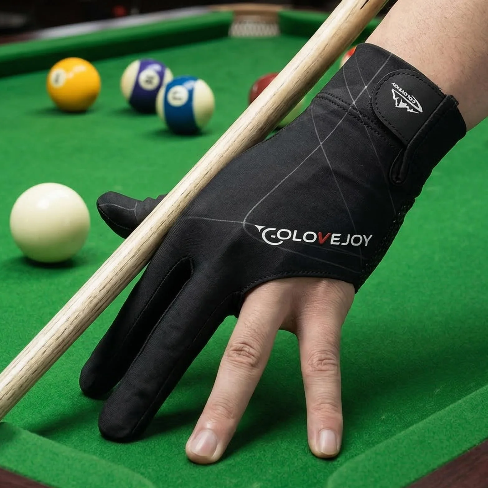 Gants de Billard Respirants à Séchage Rapide Antidérapant pour Tir Précision Queue de Billard Noir