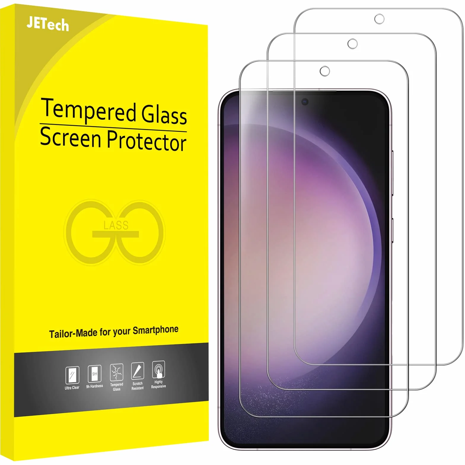 JETech Verre Trempé pour Samsung Galaxy S23+ / S23 Plus 5G 6,6 Pouces, Compatible ID d'Empreinte Digitale, Film Protection d'Écran, HD Transparent, 3 Pièces