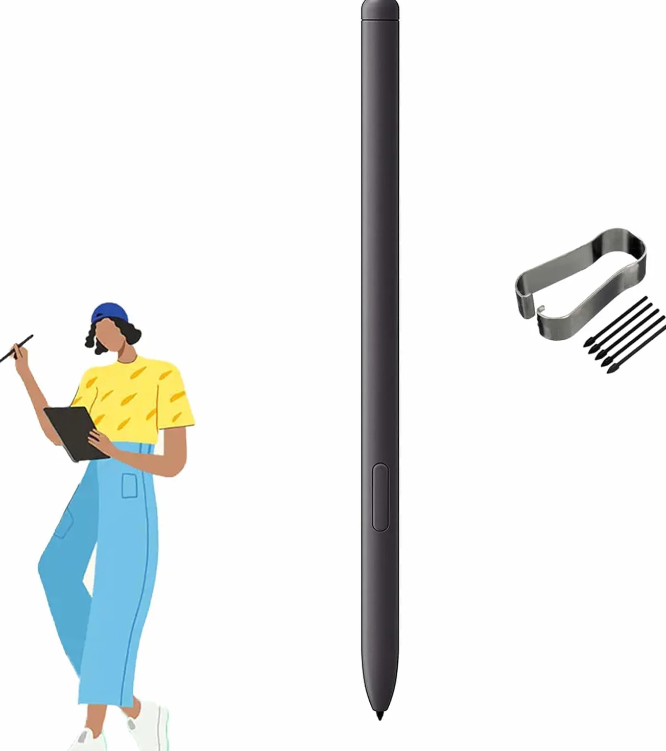 Samsung Galaxy Tab S6 Lite S Pen Stylet de Rechange Gris Oxford + Pointes