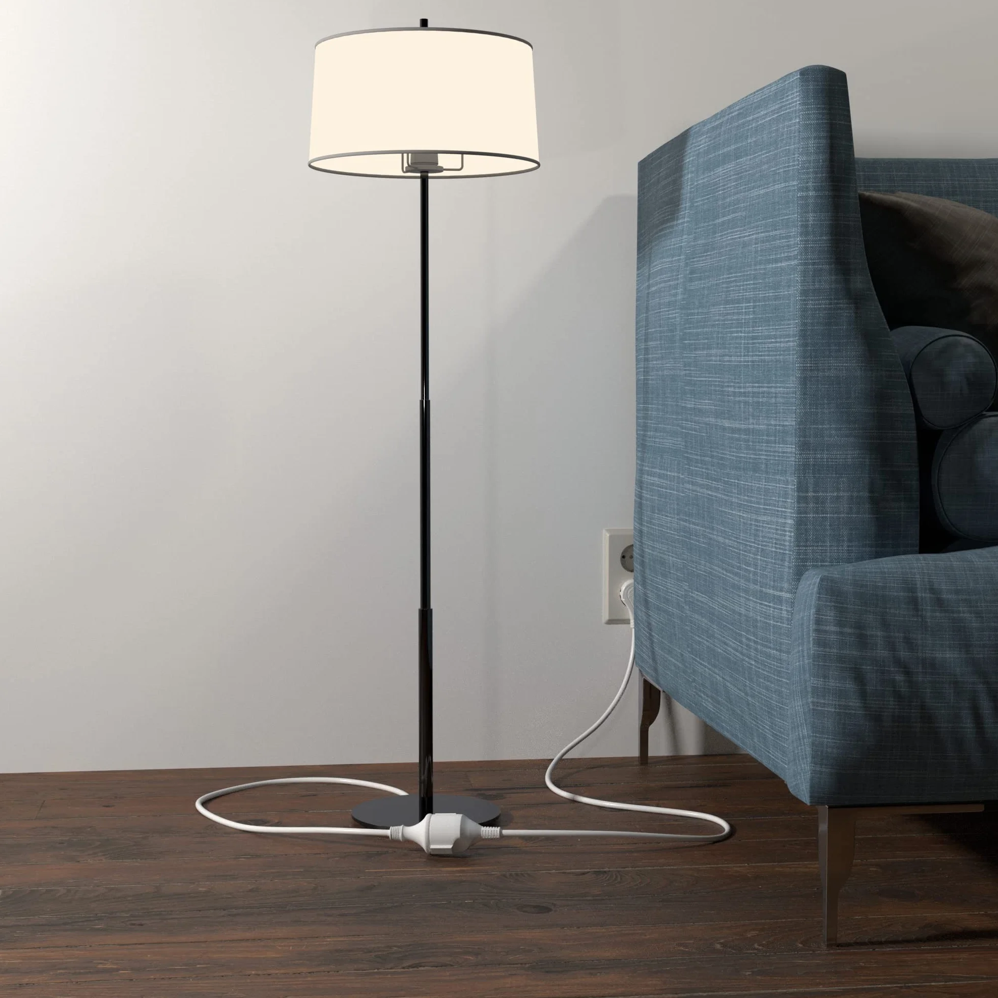 MutecPower 2m Rallonge Schuko avec fiche Plate coudée à 90° avec Contact de Protection jusqu'à 250V 16A rallonge de câble IP20 avec Contacts de Terre - Prolongateur de 2 mètres Blanc