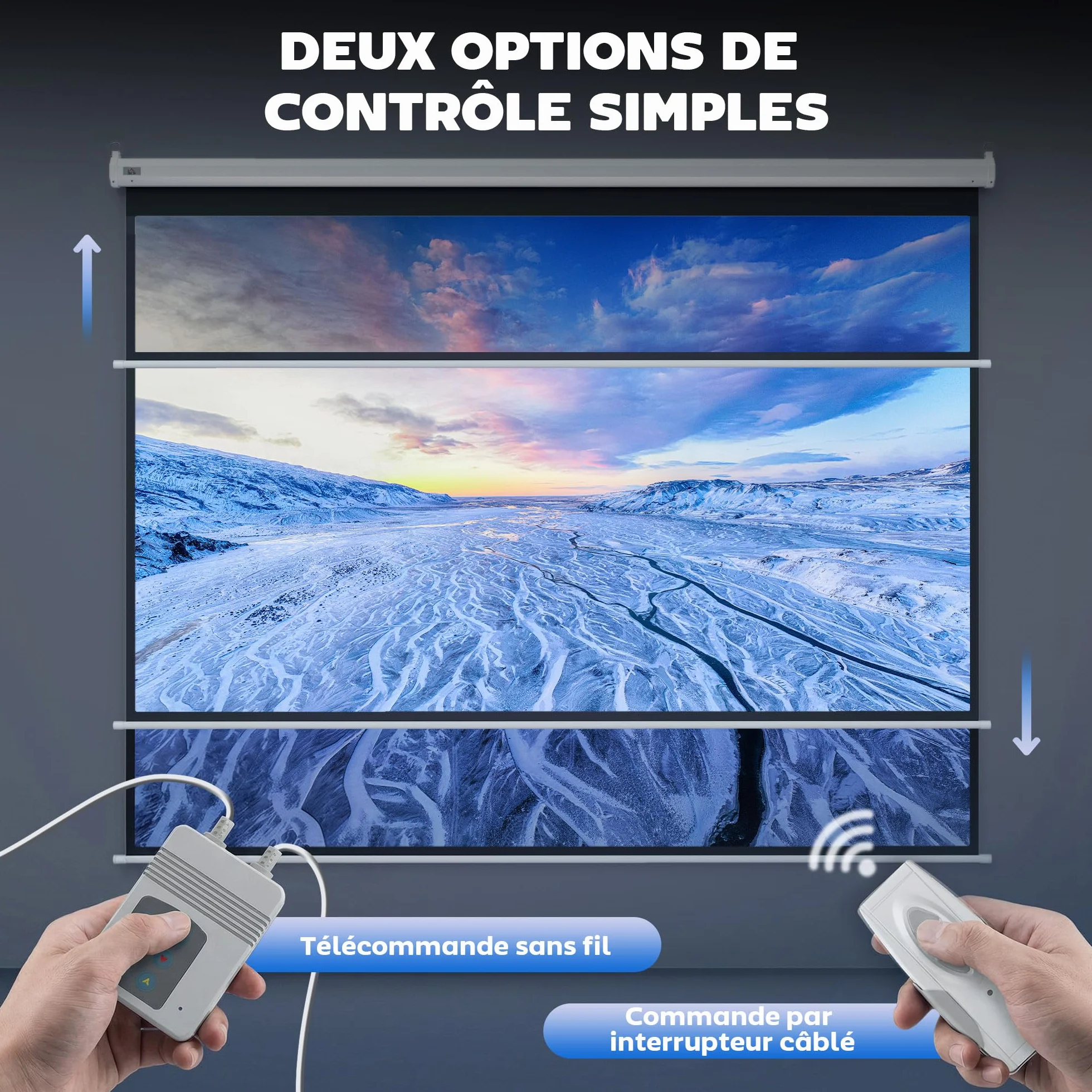 HOMCOM Écran Vidéoprojecteur 84 Pouces 4:3 4K HD Motorisé Électrique Montage Mural Plafond