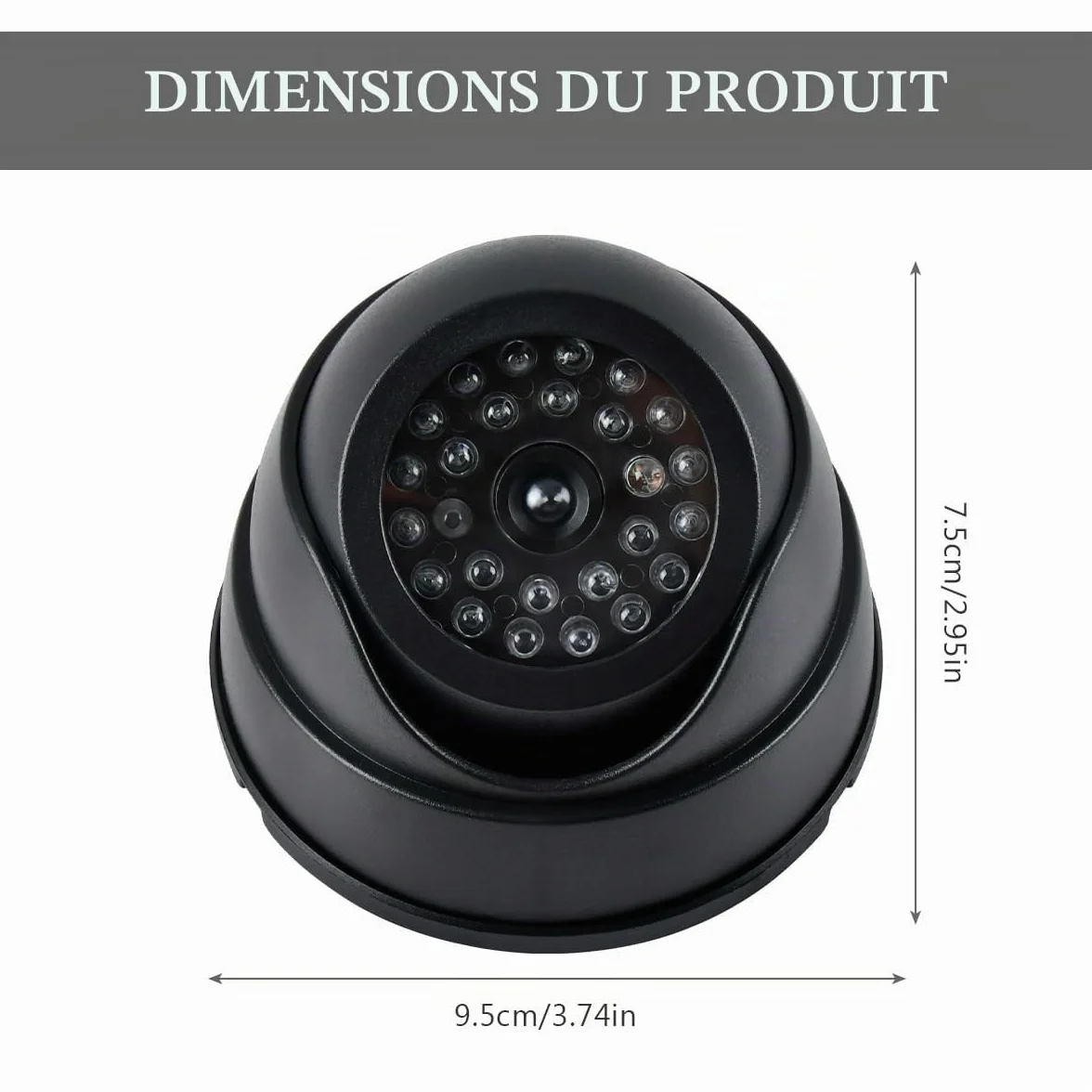 2pcs Caméras Factices de Surveillance CCTV, Fausse Caméra de Sécurité Factice avec Lumière Led Clignotante, Caméra Surveillance Factice Étanche pour Extérieur Intérieur avec 2 Panneaux de CCTV + Vis