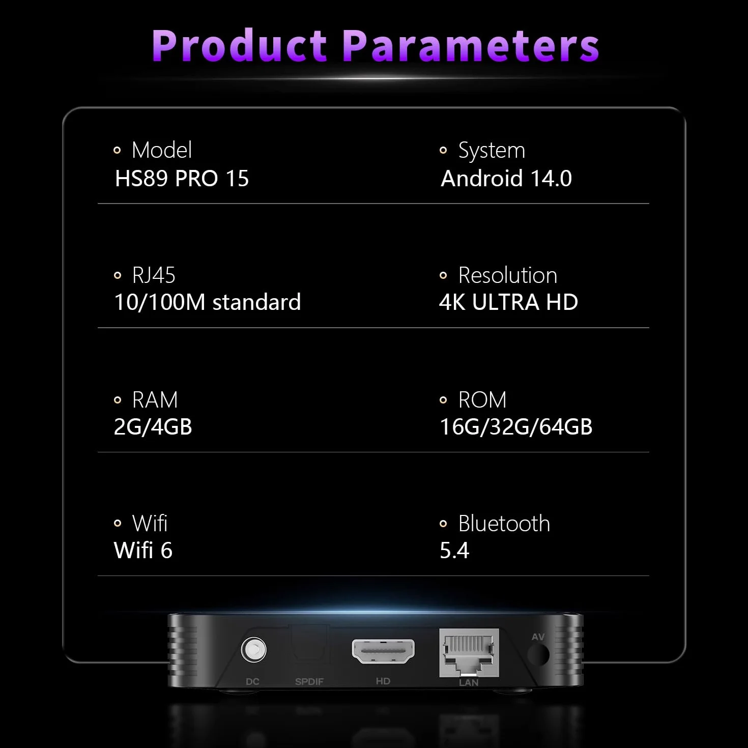 Android 14.0 TV Box, Smart TV Box with RK3539 Quad-Core 64bit Cortex-A55 Mali-G310 GPU, 2G RAM 16G ROM BT V5.4 10/100M Ethernet 4K HD 2.4G/5G Dual-Band WiFi