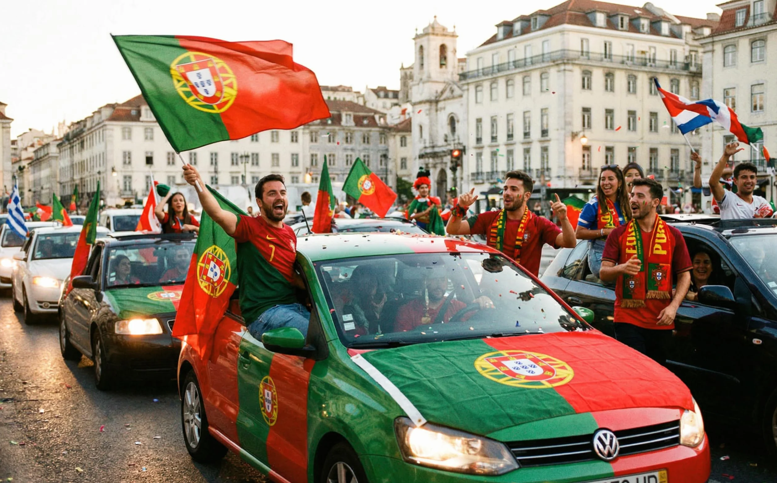 Drapeau Portugal XXL 150x250 cm avec autocollant et 3 œillets métalliques