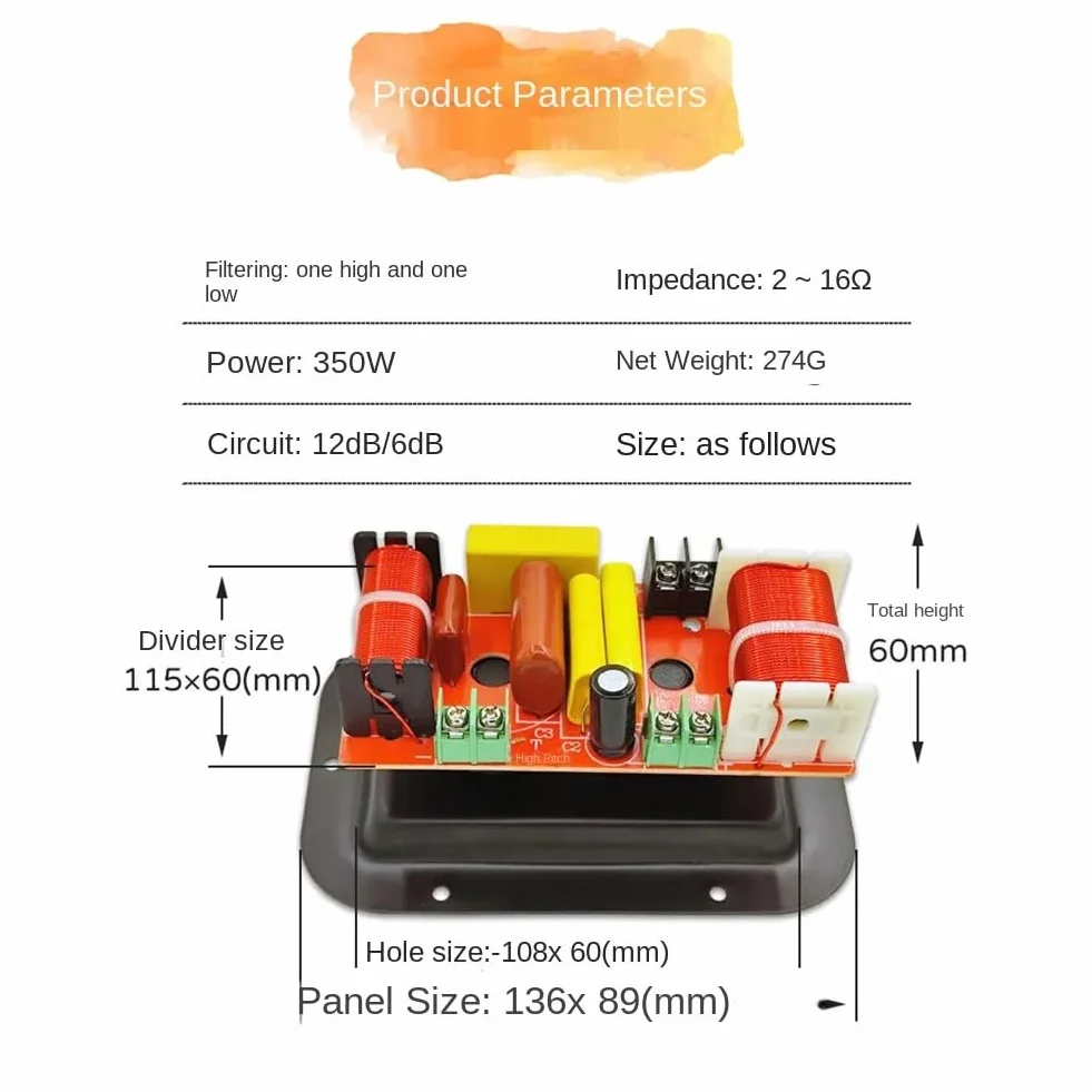 Melairo 2 Voies 350 W Haut-Parleur Filtre Croisé Diviseur de Fréquence pour Bricolage Home Cinéma