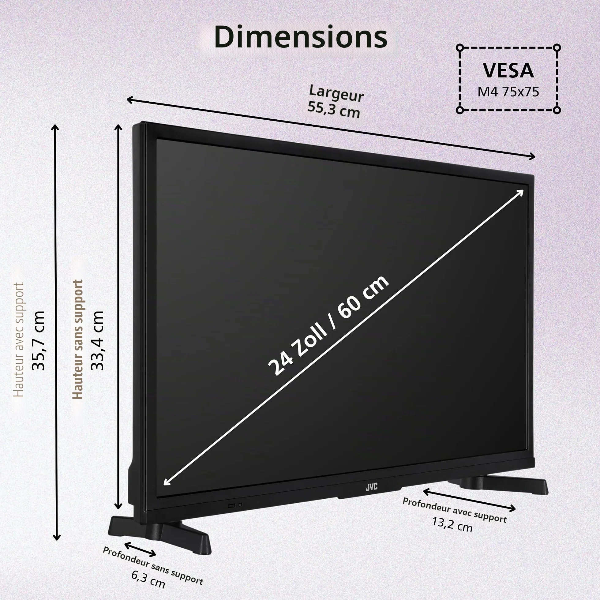 JVC Fire TV LT-24VRH3555 (2026) Fire TV, HD, Smart TV, HDR, avec Commande vocale Alexa et Triple Tuner, LED
