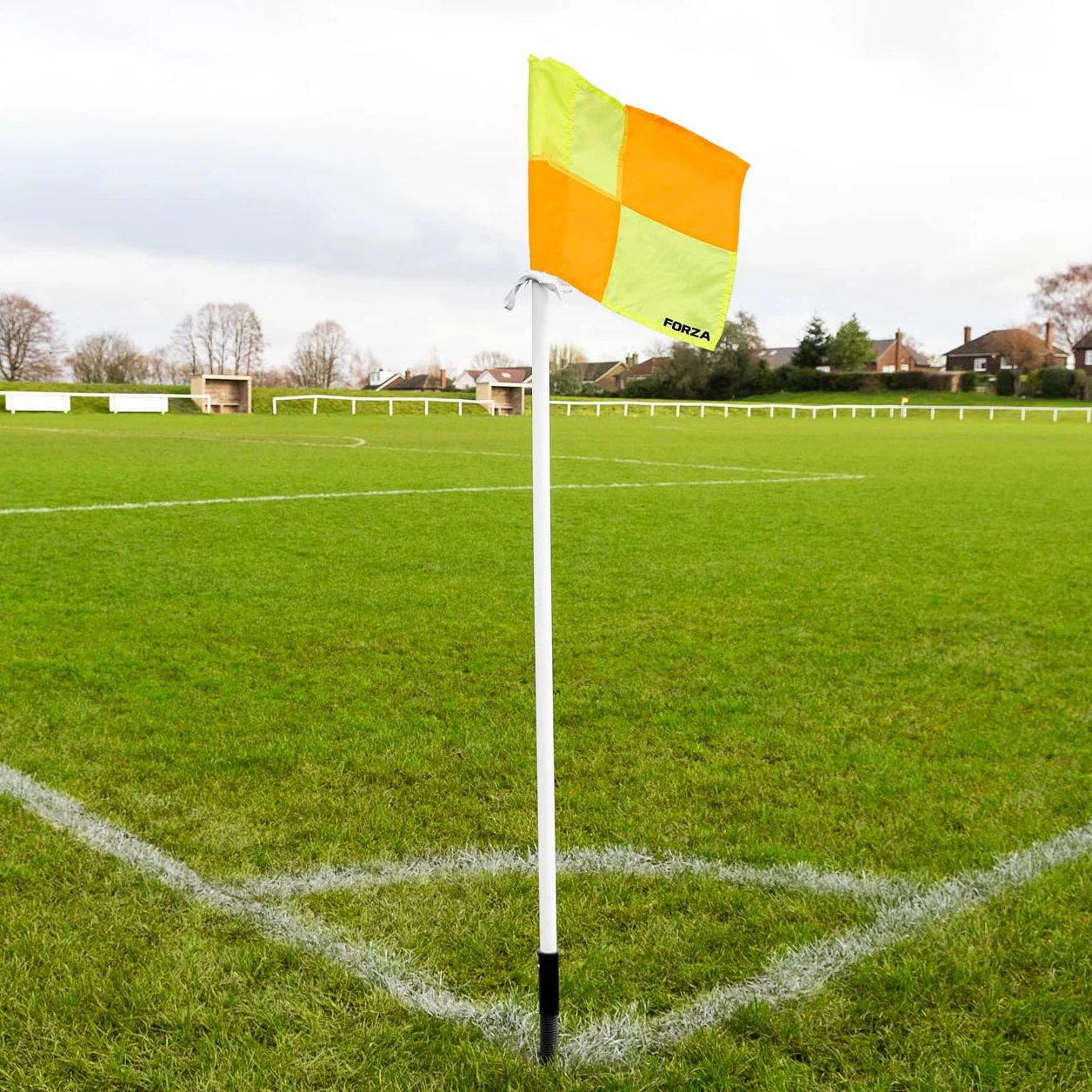 FORZA Poteaux de Corner avec Drapeaux pour Terrains de Football – Base en Option pour Gazon Synthétique