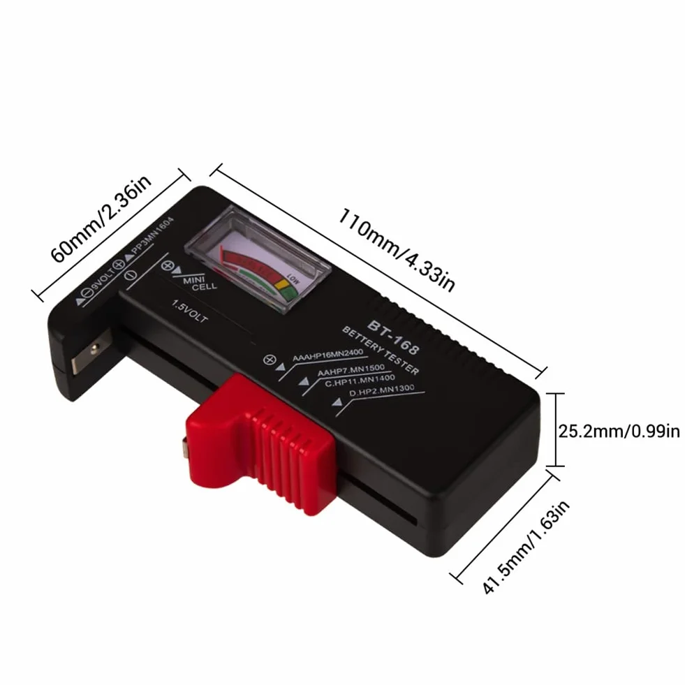 BT-168 AA/AAA/C/D/9V/1.5V Pile Bouton Universelle Compteur à Code Couleur Indique Volt Testeur Vérificateur BT168