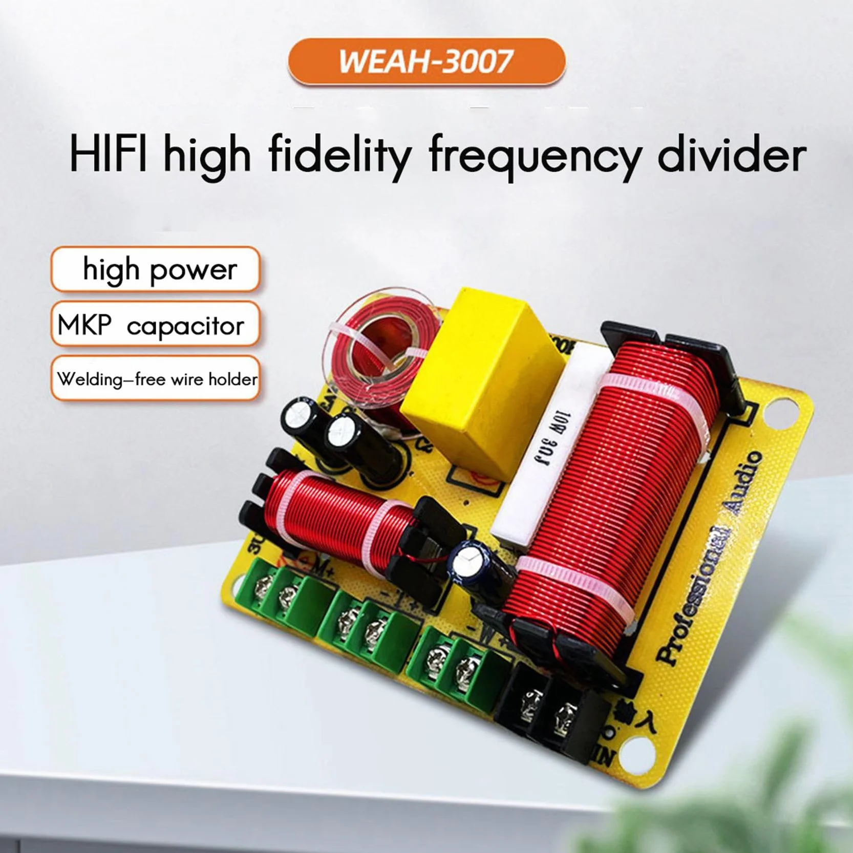 Lot de 2 répartiteurs de fréquence de haut-parleur à 3 voies 300 W Filtre Hi-Fi Crossover Répartiteur de Fréquence pour la modification DIY des haut-parleurs domestiques