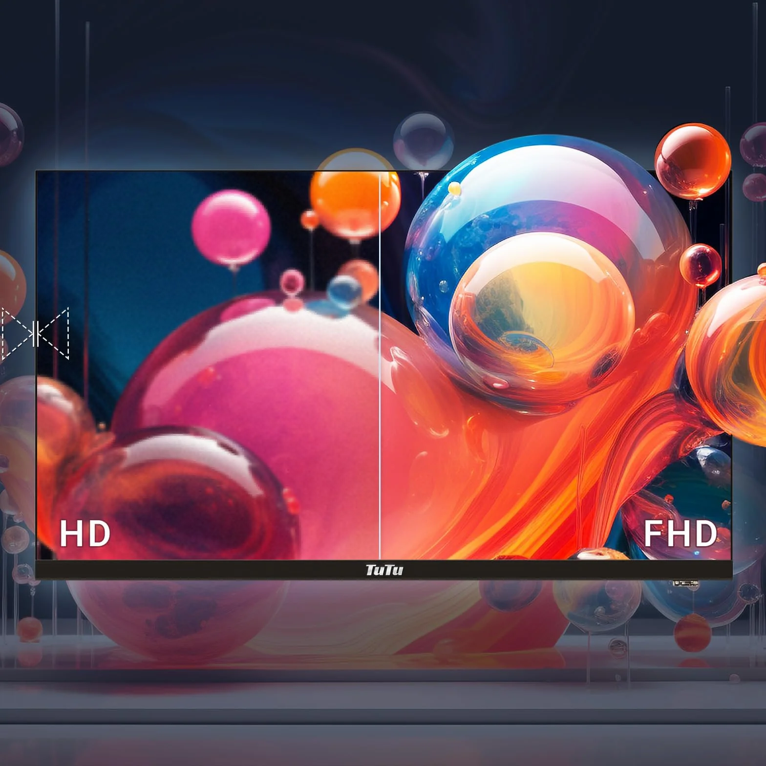 TuTu TUV32FN1B Smart TV 32 Pouces 80 cm Full HD sans Bord Connectée Télévision WiFi Bluetooth App Store AirPlay Triple Tuner