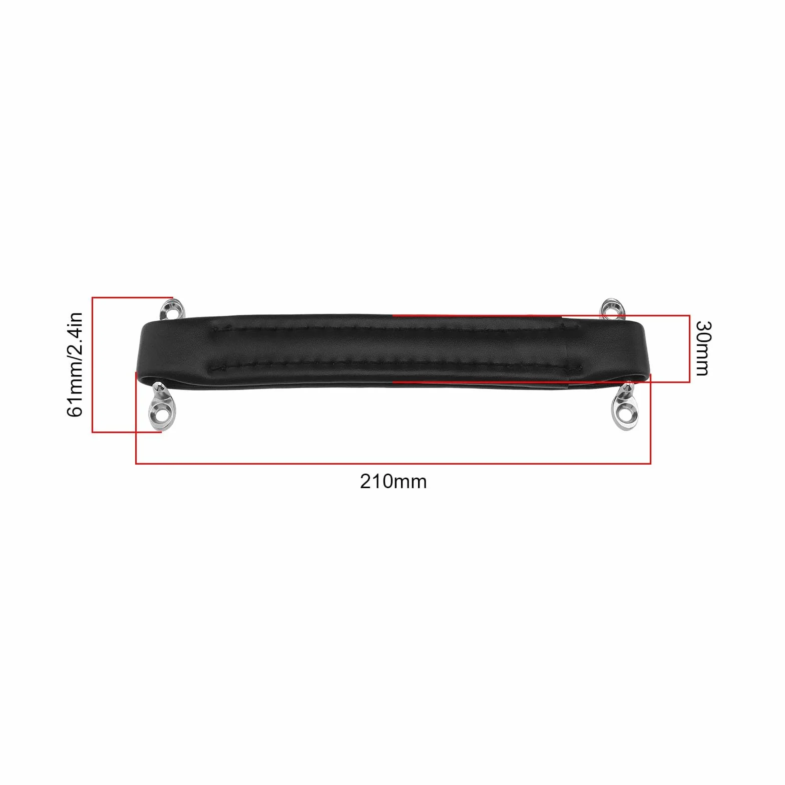 Poignée d'amplificateur de guitare de style vintage en cuir 218 x 30 mm pour ampli de guitare, haut-parleur, équipement audio avec vis, noir