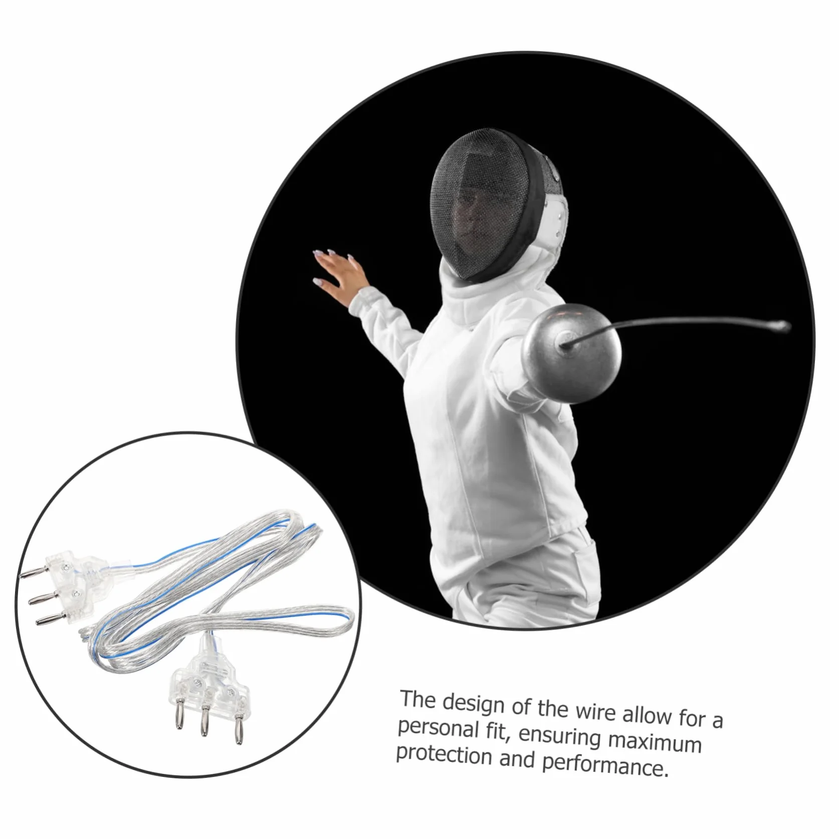 Câble De Corps D'Épée D'Escrime en Acier Inoxydable Ligne À Main 63.39In pour Équipement D'Escrime Et Cordon De Masque