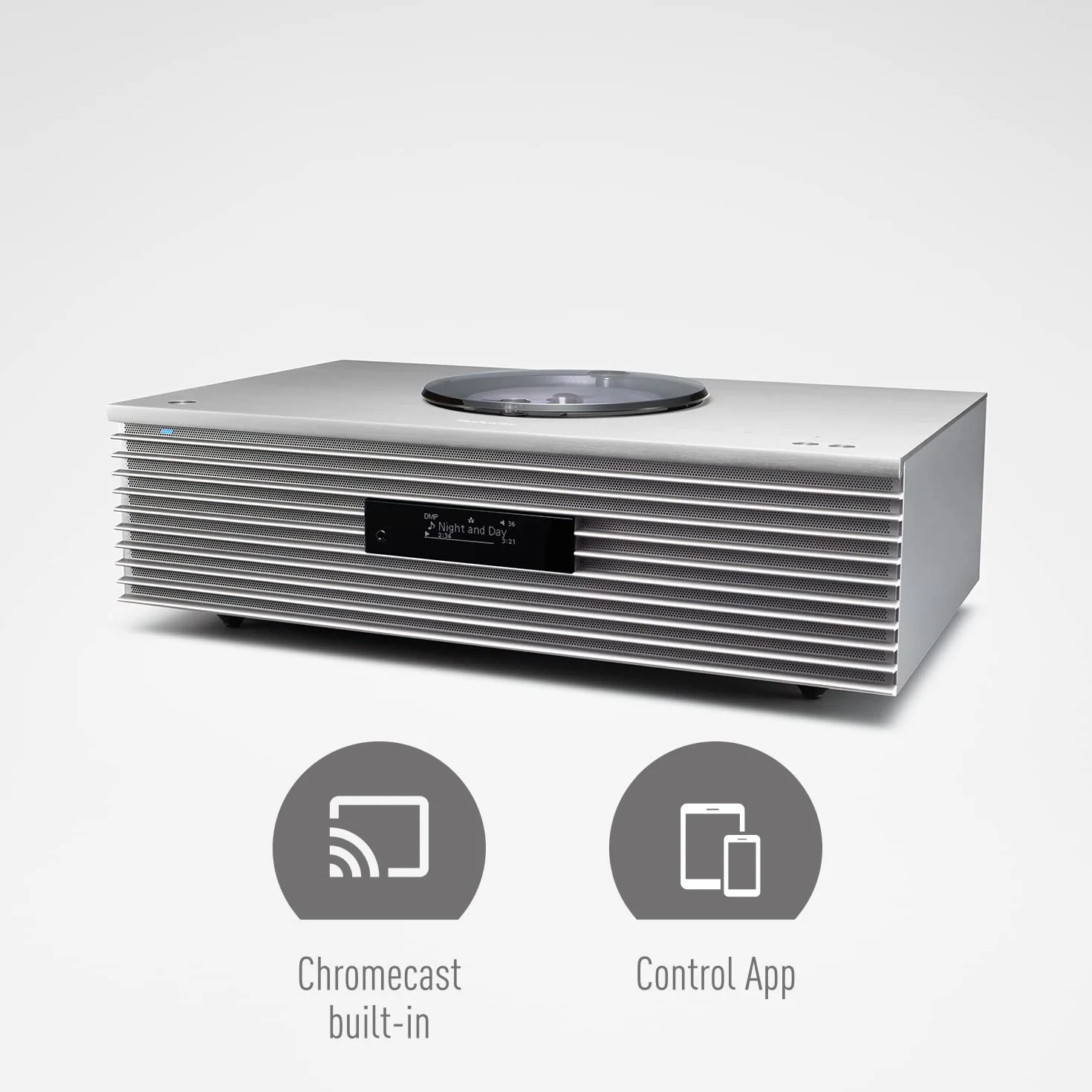 Technics SC-C65EG-S Système Musical Tout-en-Un avec Lecteur CD, Radio Dab+, USB, Bluetooth et Chromecast Intégrés, AirPlay 2, Canaux 2.1, Wi-FI, Argent