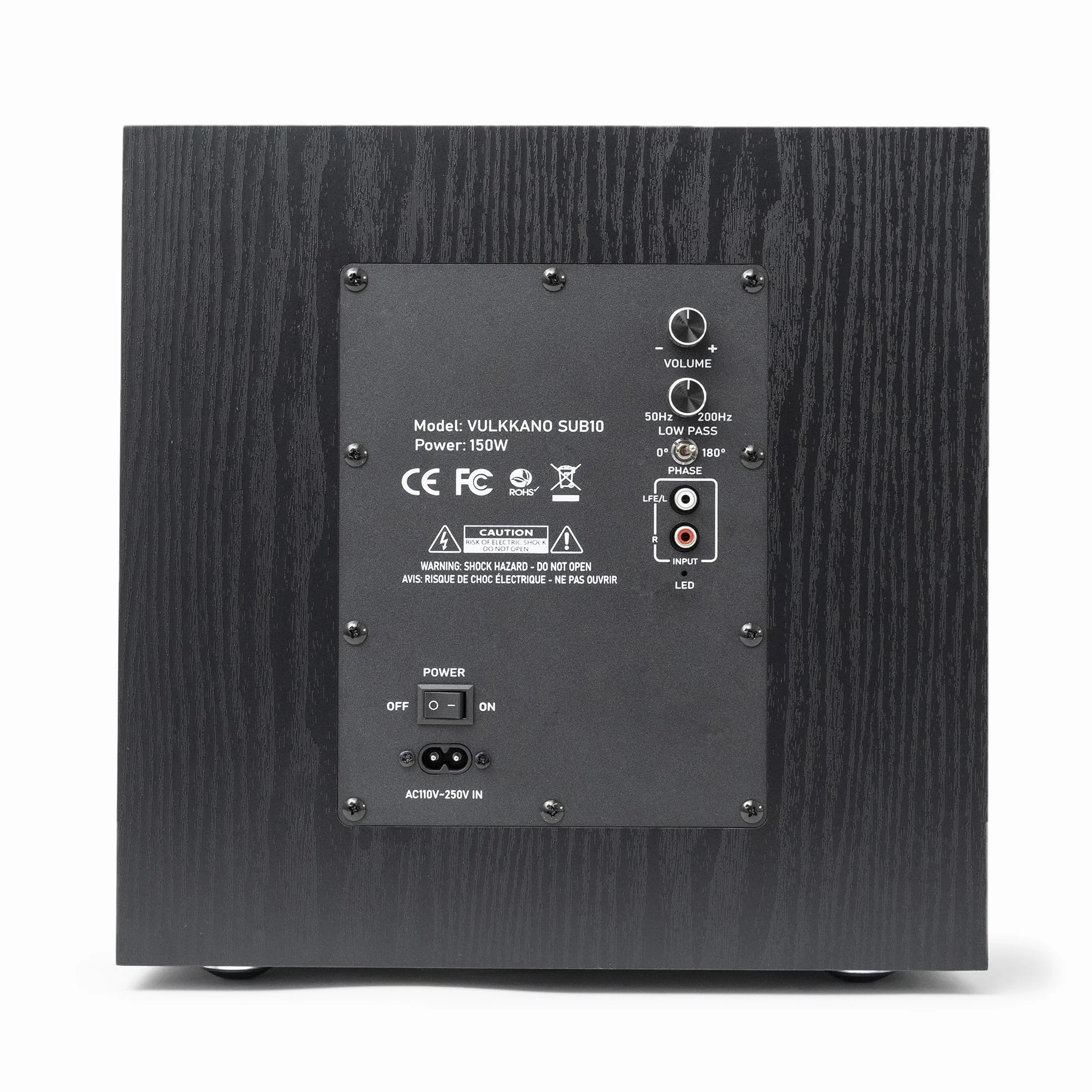 VULKKANO SUB10 Caisson de Basse de 10 Pouces, Fréquence 40Hz-200Hz, Subwoofer Actif