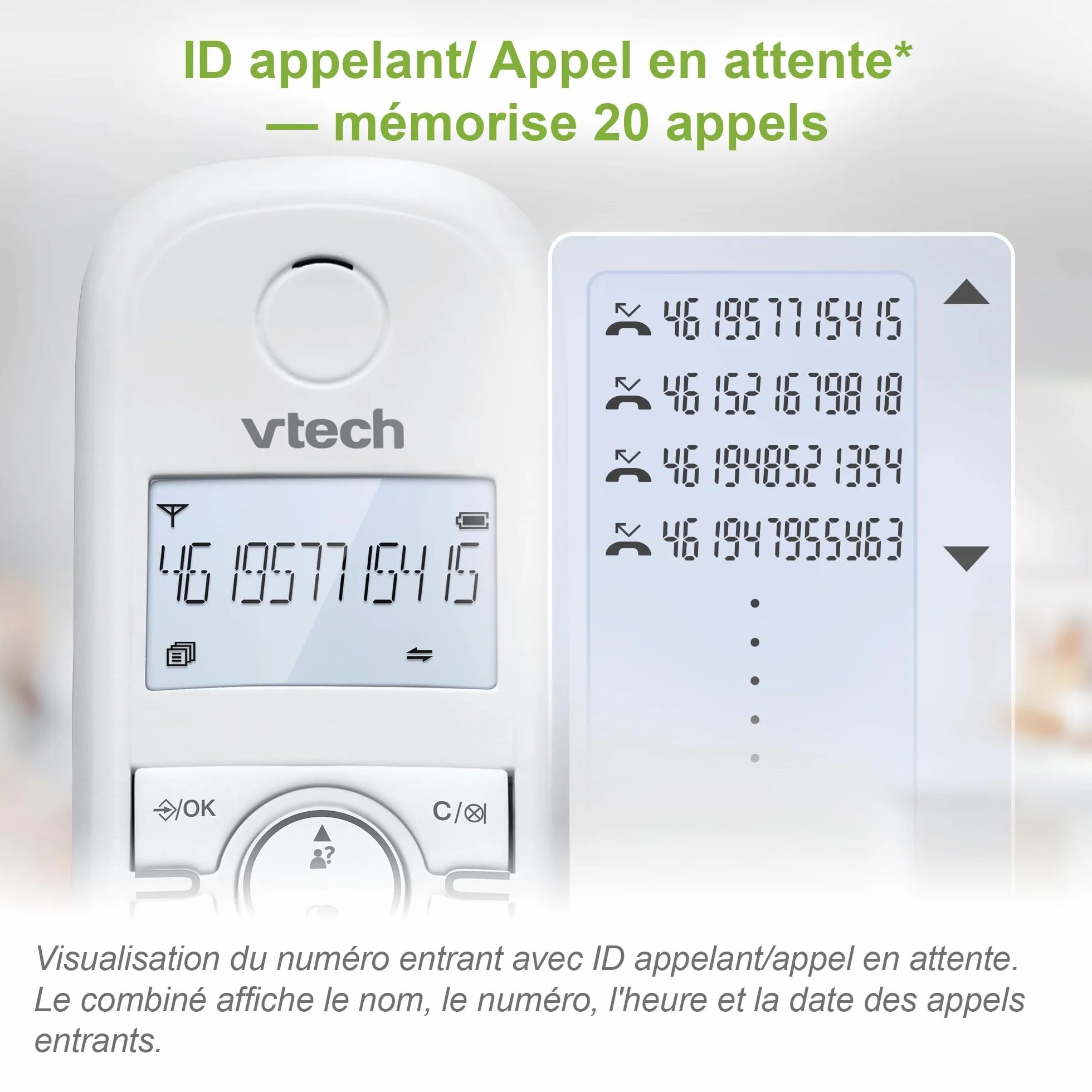 VTech CS1500 Téléphone sans Fil DECT Double Charge avec Blocage d'appel, Identification Appelant