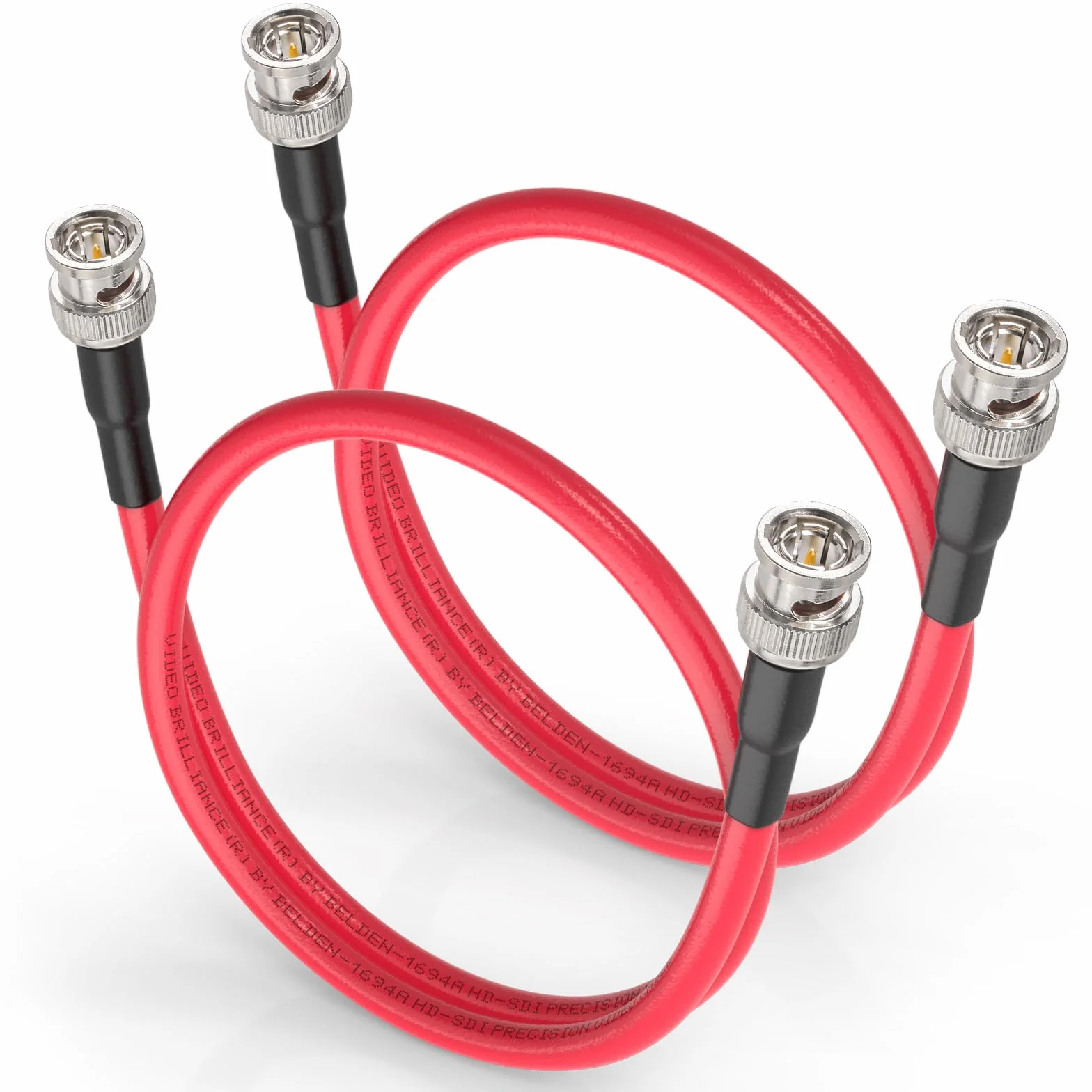 Superbat Câble SDI Court 3G/6G/12G 60cm Cordon BNC Mâle à Mâle Belden 1694A Rouge 75Ohm Supporte 4K/8K 1080p pour Blackmagic Caméra Vidéo Broadcast et Studio DVR (2 pièces)