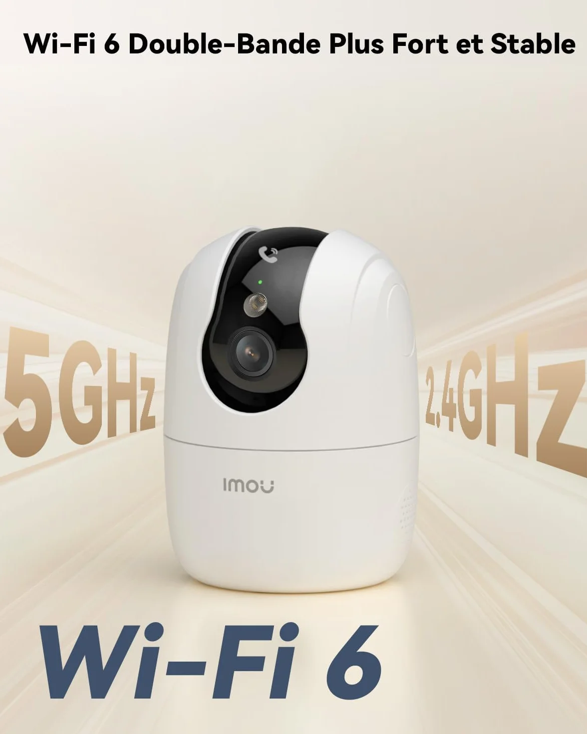 Imou 2K 3MP Caméra Surveillance WiFi Intérieur 360° Wi-Fi 6 Double-Bande Vision Nocturne Couleur Détection Personnes Animaux Suivi Intelligent Compatible Alexa