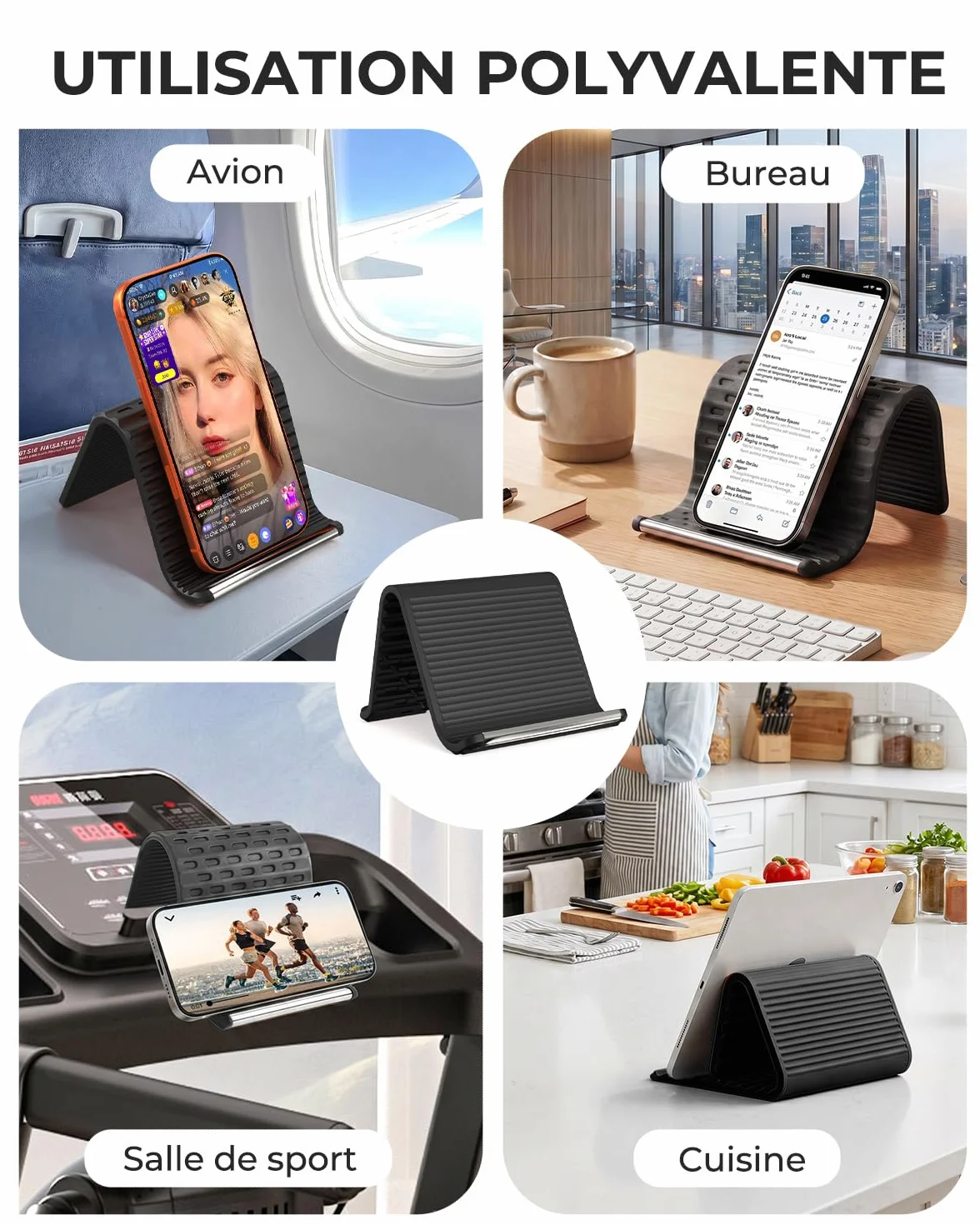 SEANCHEER Support de Téléphone Silicone Souple Pliable Compact Portable Réglable Antidérapant