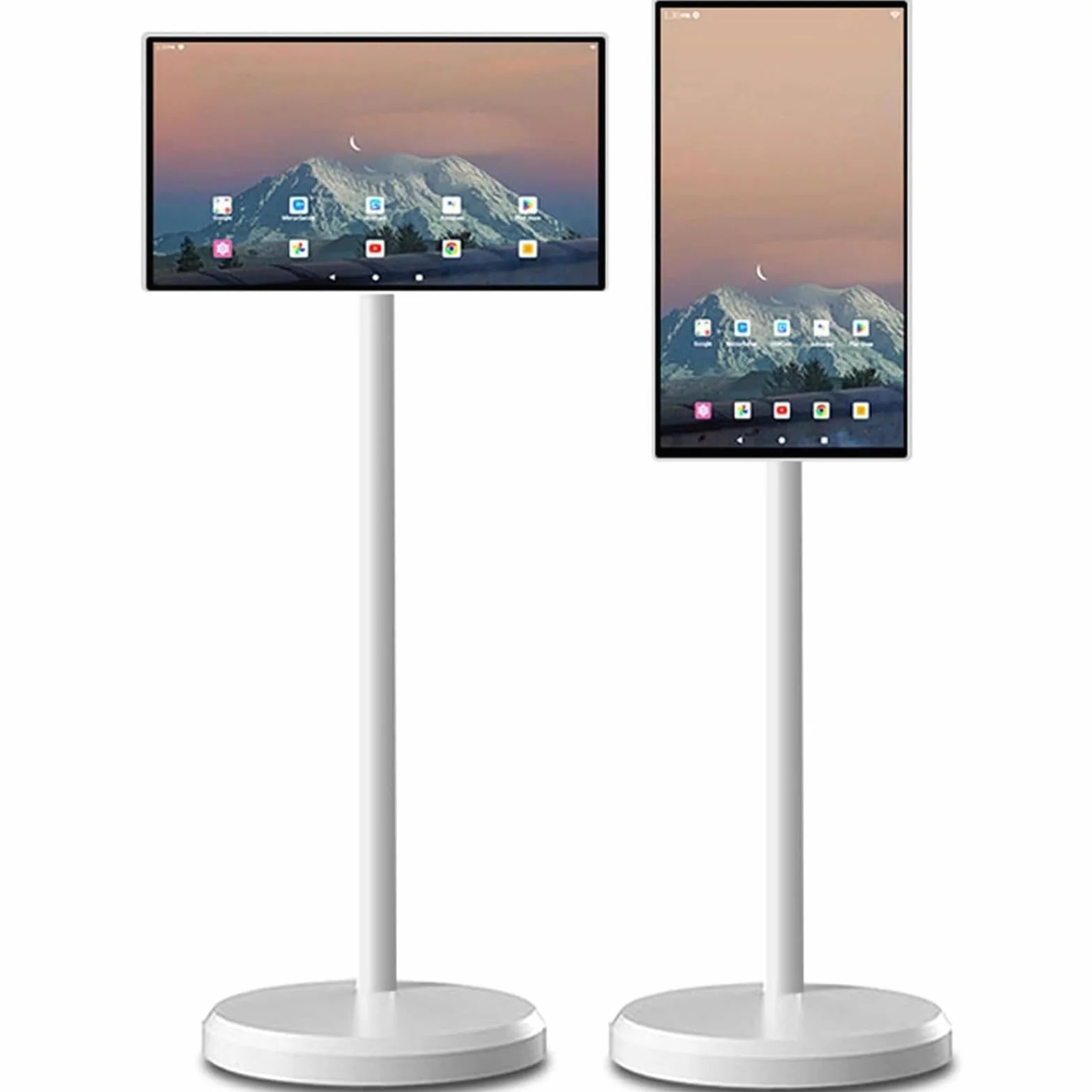 TV Portable à écran Tactile 21,5/24/27/32 inch 1080p Portable Smart Monitor, Smart TV Mobile à écran Tactile Rotatif TV Portable sur Pied Moniteur D'extérieur Alimenté par Batterie 32in