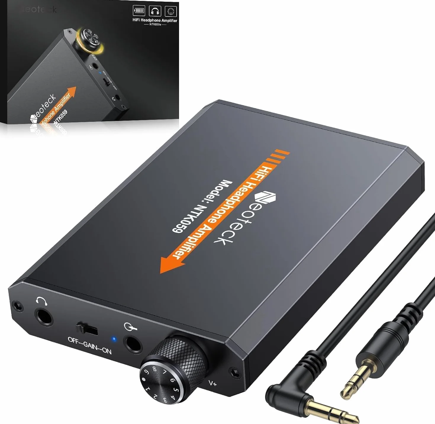 Neoteck Amplificateur de Casque Portable Audio 3.5 mm Casque HiFi Écouteurs avec Batterie au nLithium Mat Surface en Aluminium pour MP3 MP4 Téléphones Ordinateur