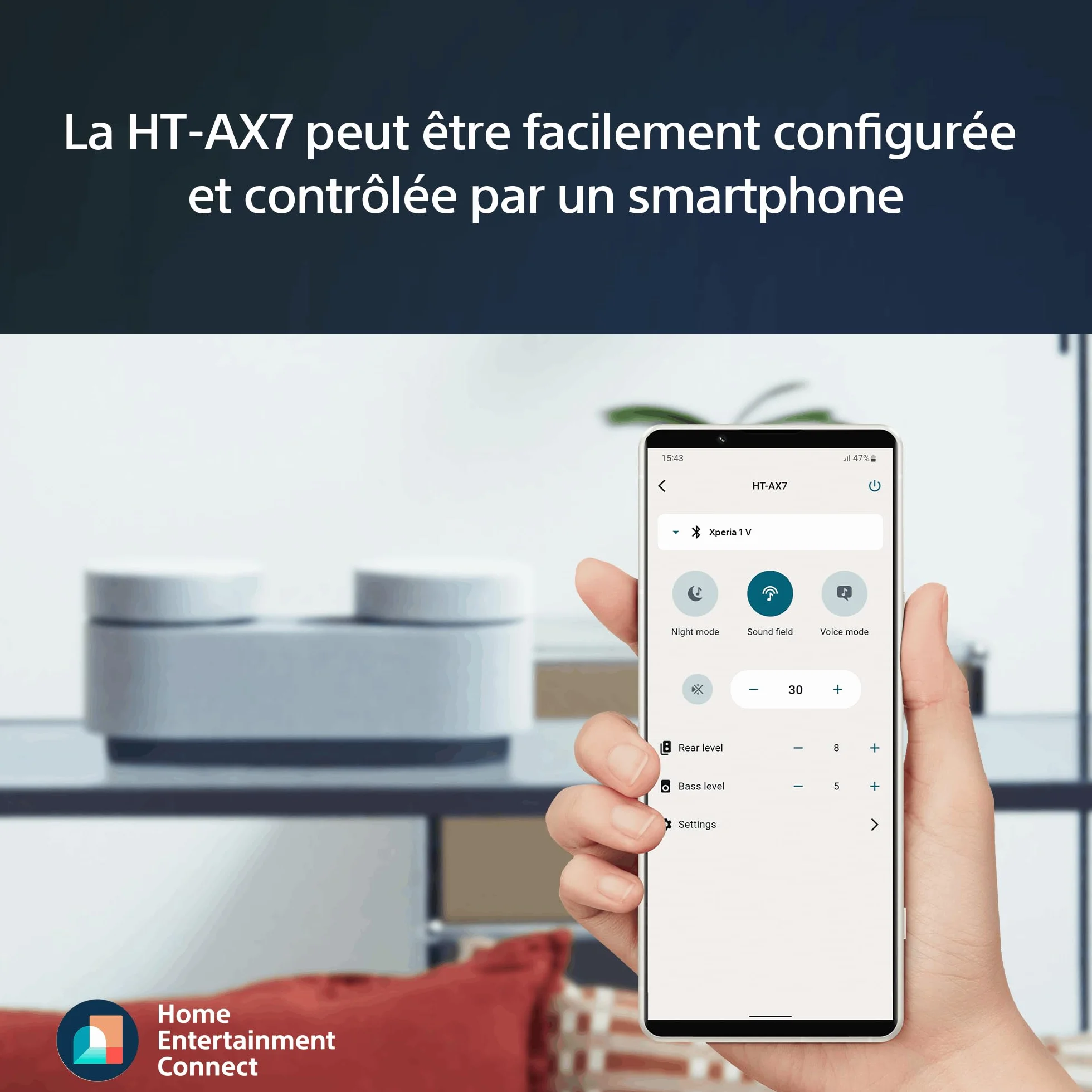 Sony HT-AX7 Système Home Cinema Portable 360 Spatial Sound Mapping Bluetooth 30h Autonomie