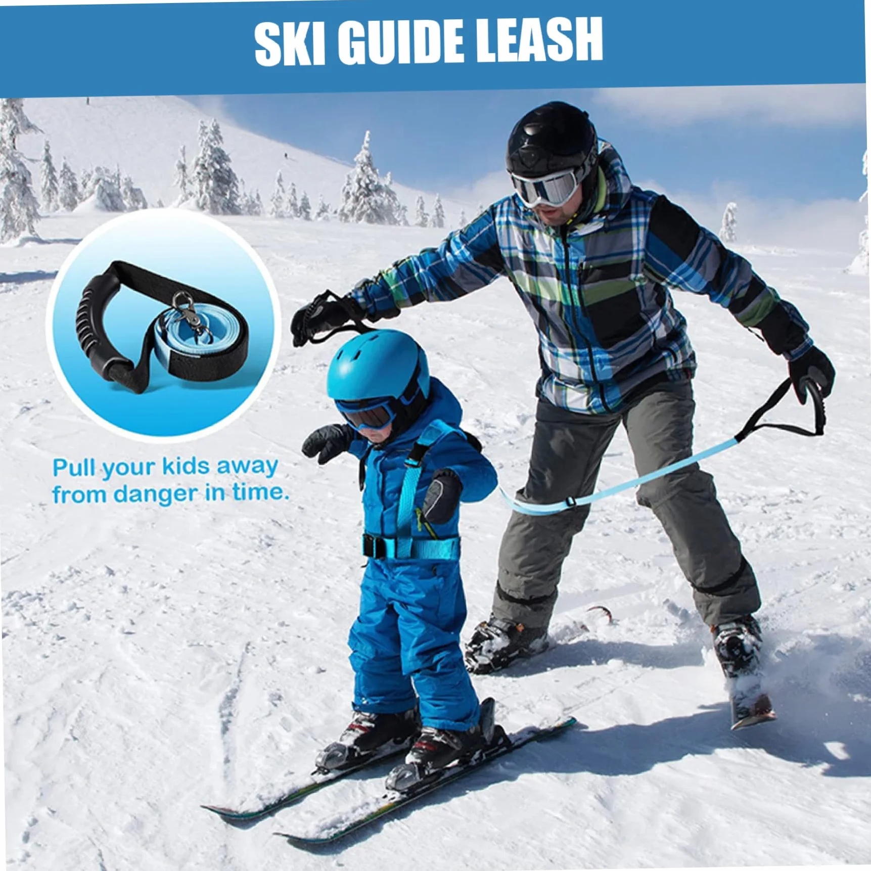 Harnais de Ski Enfants avec Boucle d'épaule réglable et Poignée, Vitesse contrôle pour Snowboard 2-8 Ans