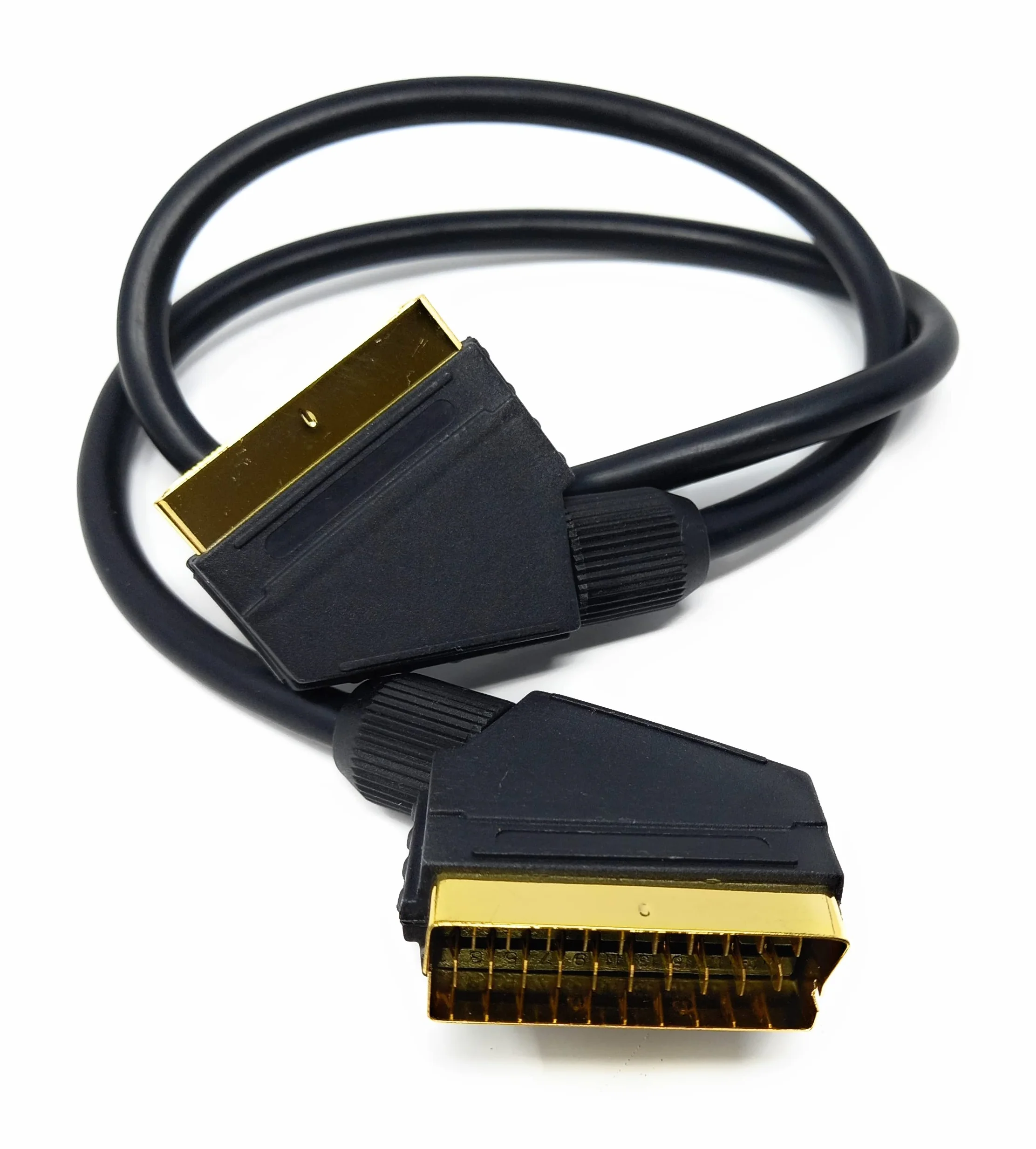DRUT Câble péritel vers péritel Court de 75 cm, 21 Broches mâle à mâle (fiche à fiche) Cordon RVB pour TV, magnétoscope, Lecteur DVD plaqué Or 2,5 Pieds