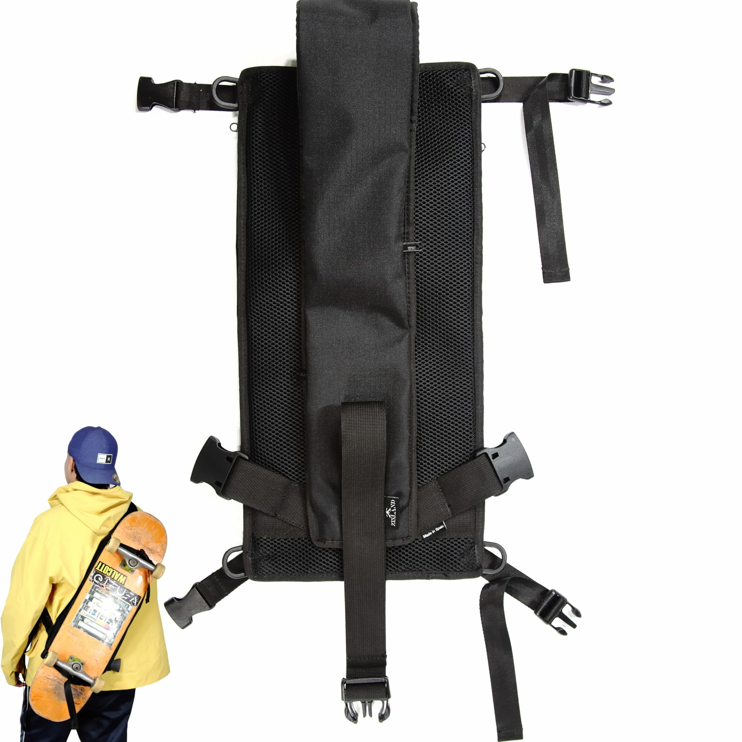 Sac Skateboard imperméable avec Poches secrètes, Sac à Dos réglable pour Planche à roulettes