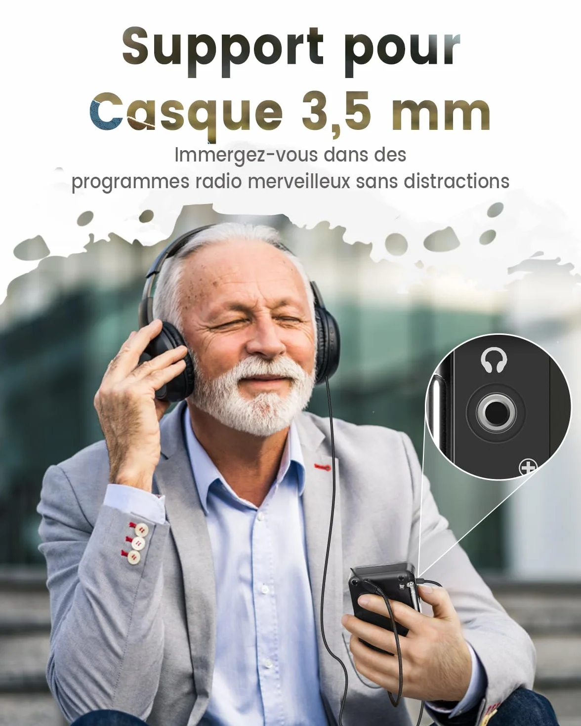 PRUNUS J-167 Petite Radio Portable FM Rechargeable USB-C