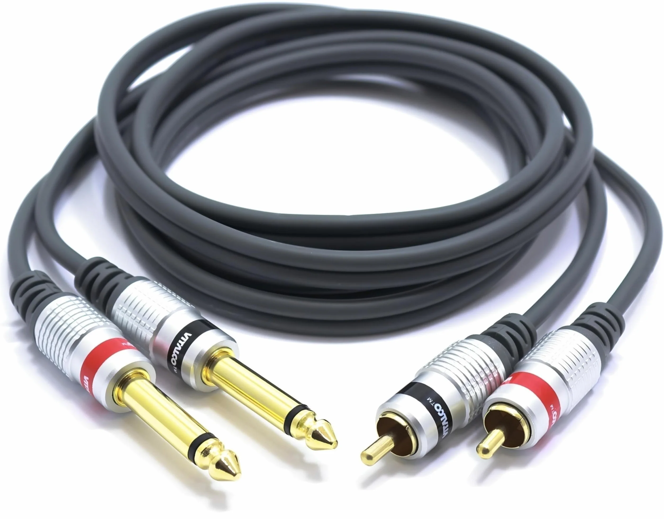 Jack 6.35mm vers RCA Câble 10m double Cinch Mâle vers 2x Jack 6.35 Connecteur Adaptateur