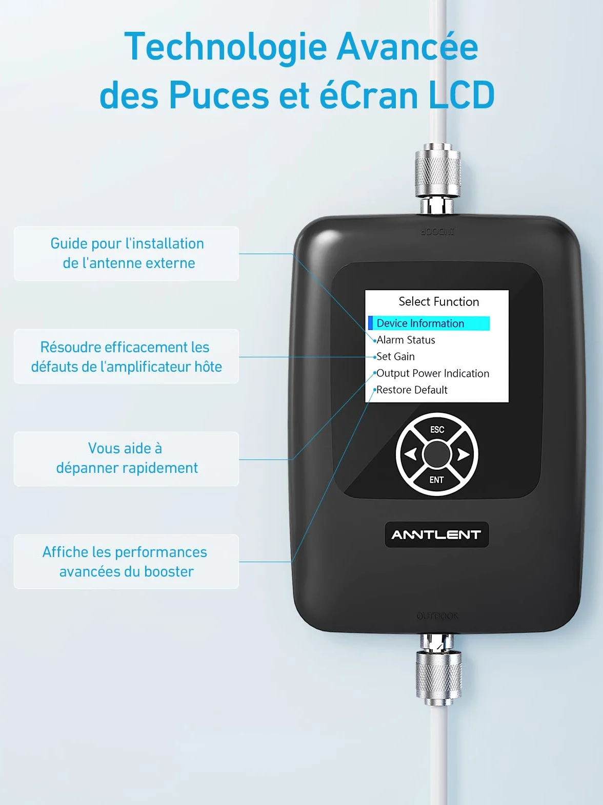 ANNTLENT Amplificateur de Signal Amplifier 4G 3G Bande 1/3/7/8/20, LTE GSM WCDMA Amplificateur de Signal Mobile Five-Bande Connecté à L'application, pour Tous Opérateurs