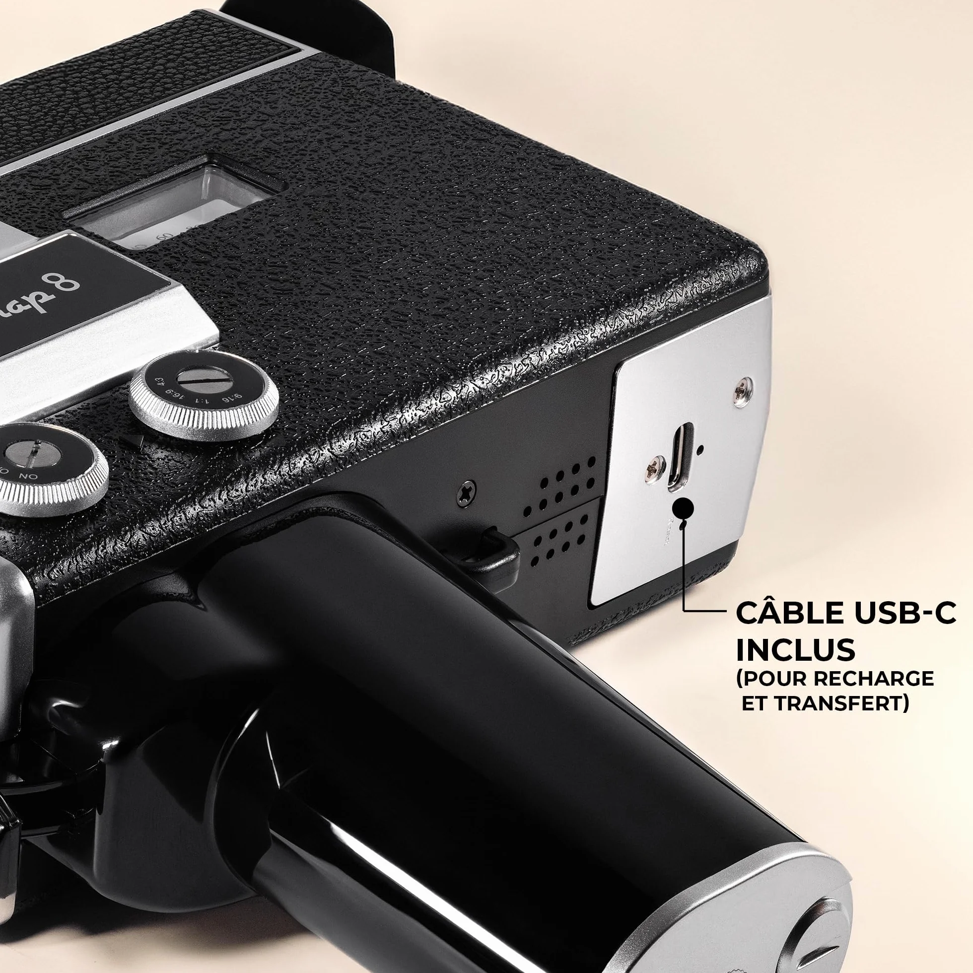 Camp Snap CS-8 Caméscope Numérique 2.7K Zoom Numérique 8X sans Écran avec Filtres Film Personnalisables Carte SD Incluse Batterie Rechargeable USB-C
