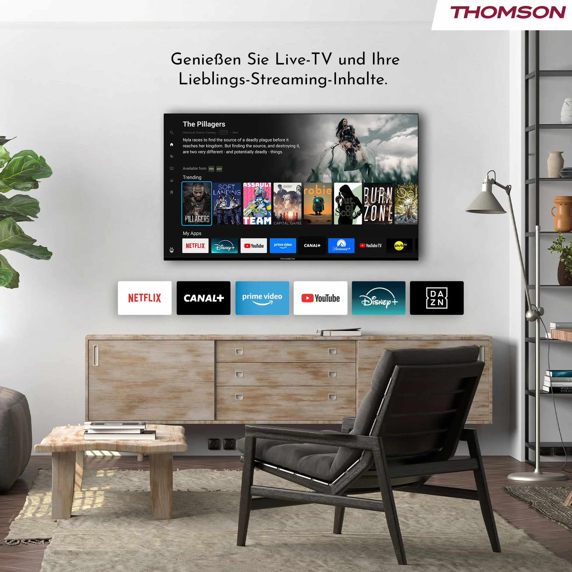 THOMSON 24 Pouces (60 cm) HD LED Smart TV, Wi-FI, Commande vocale, HDR10, Dolby Audio, Triple Tuner (Câble-Satellite-TNT), HDMI, USB, 1.5GB RAM, 8GB Flash – 24HT2S15