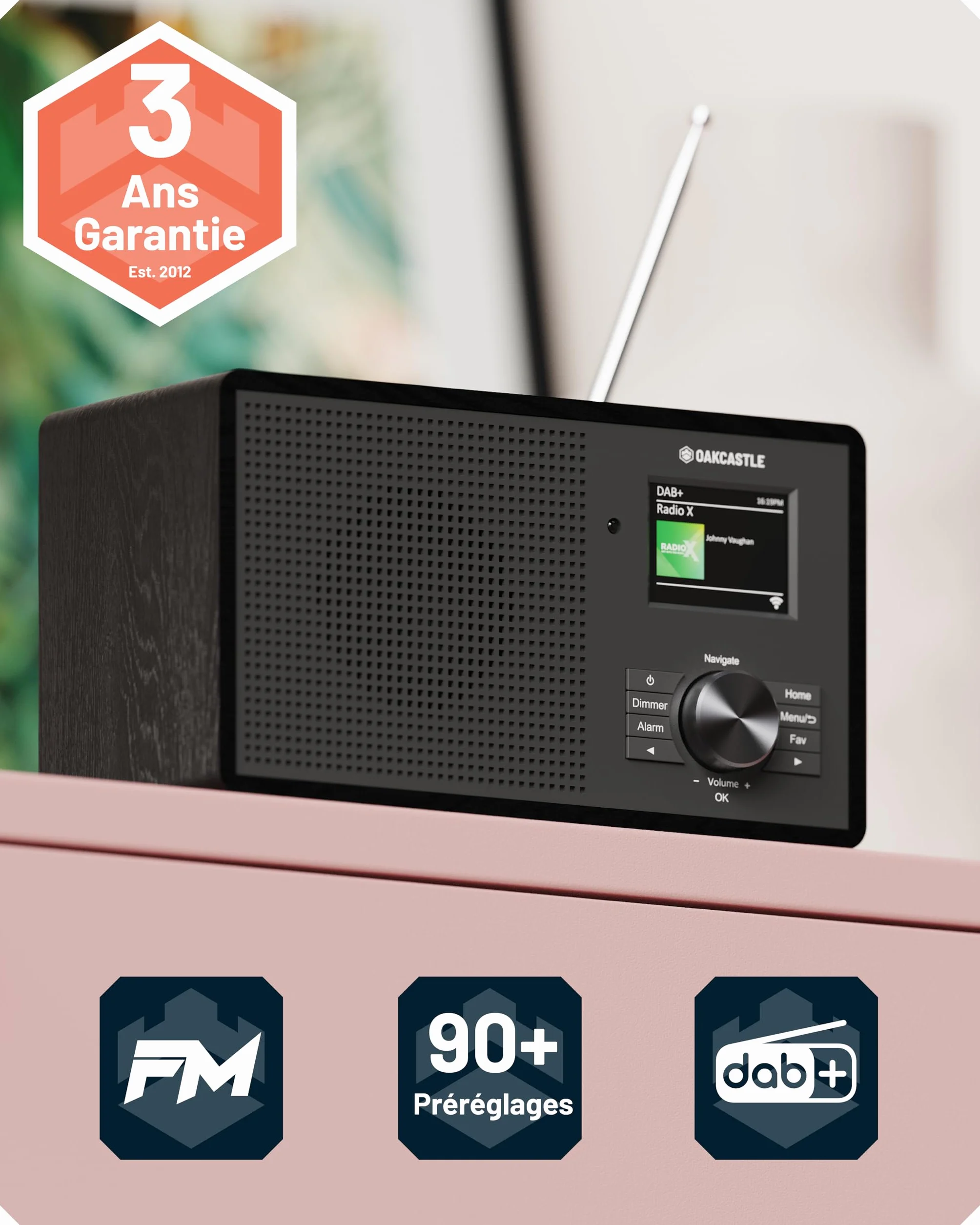 OAKCASTLE IR200 Radio Internet WiFi DAB+ FM Bluetooth 5.3 avec 90+ Préréglages et Télécommande