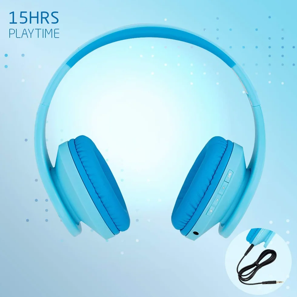 PowerLocus Casque Bluetooth Enfant P2 - Audio avec Volume Limité à 85db, Écouteurs Sans Fil et Filaires, Pliable et Réglable, Confortable, avec Micro Intégré et Slot Micro SD