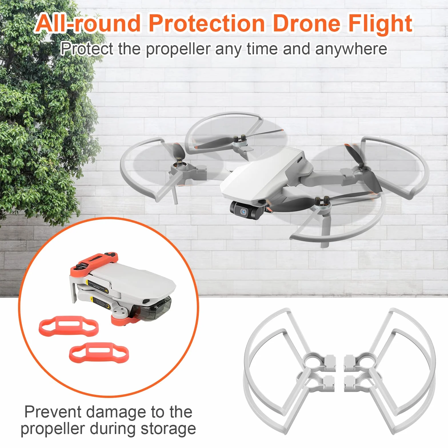 Hélices pour DJI Mini 4K/Mini 2 SE/Mini SE/Mini 2 Propeller Guard Landing Gear Leg Extensions Hélices Support Garde Cardan Couverture pour DJI Mini 4K 2 SE Drone Accessoires Set