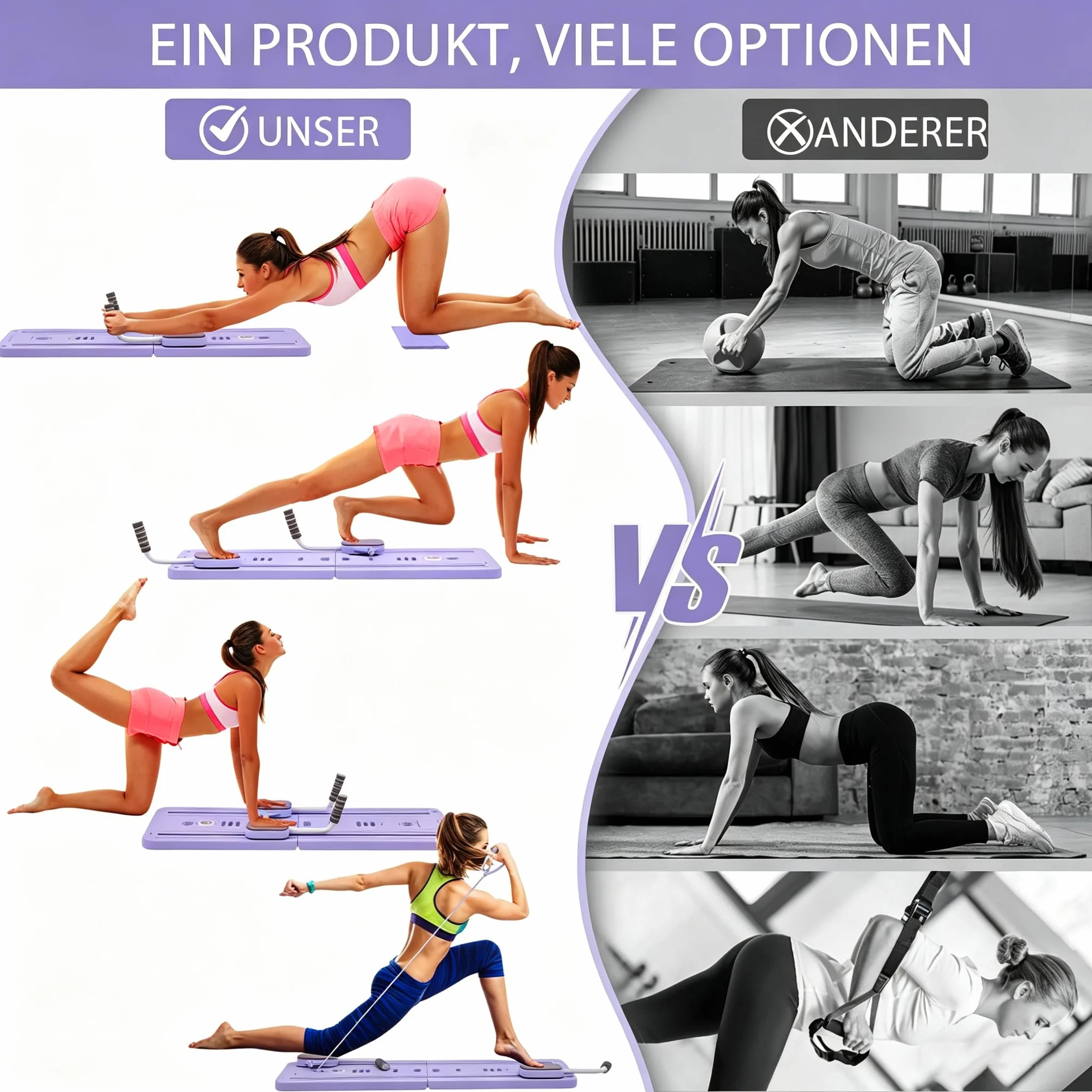 Appareil de Pilates Pliable, Pilates Reformer Multifonctionnel pour Tout le Corps