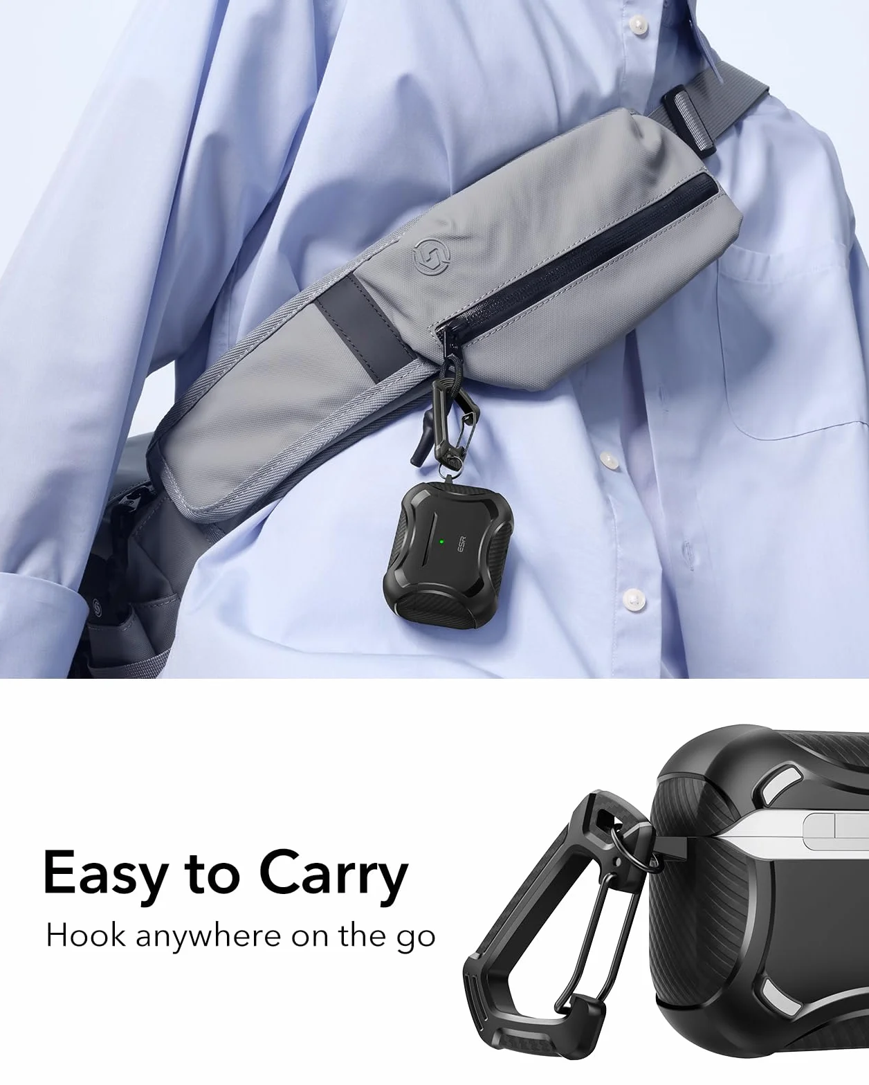 ESR Coque AirPods Pro 3 (2025) Compatible MagSafe Couvercle Magnétique Protection Antichute Série Cyber Noir