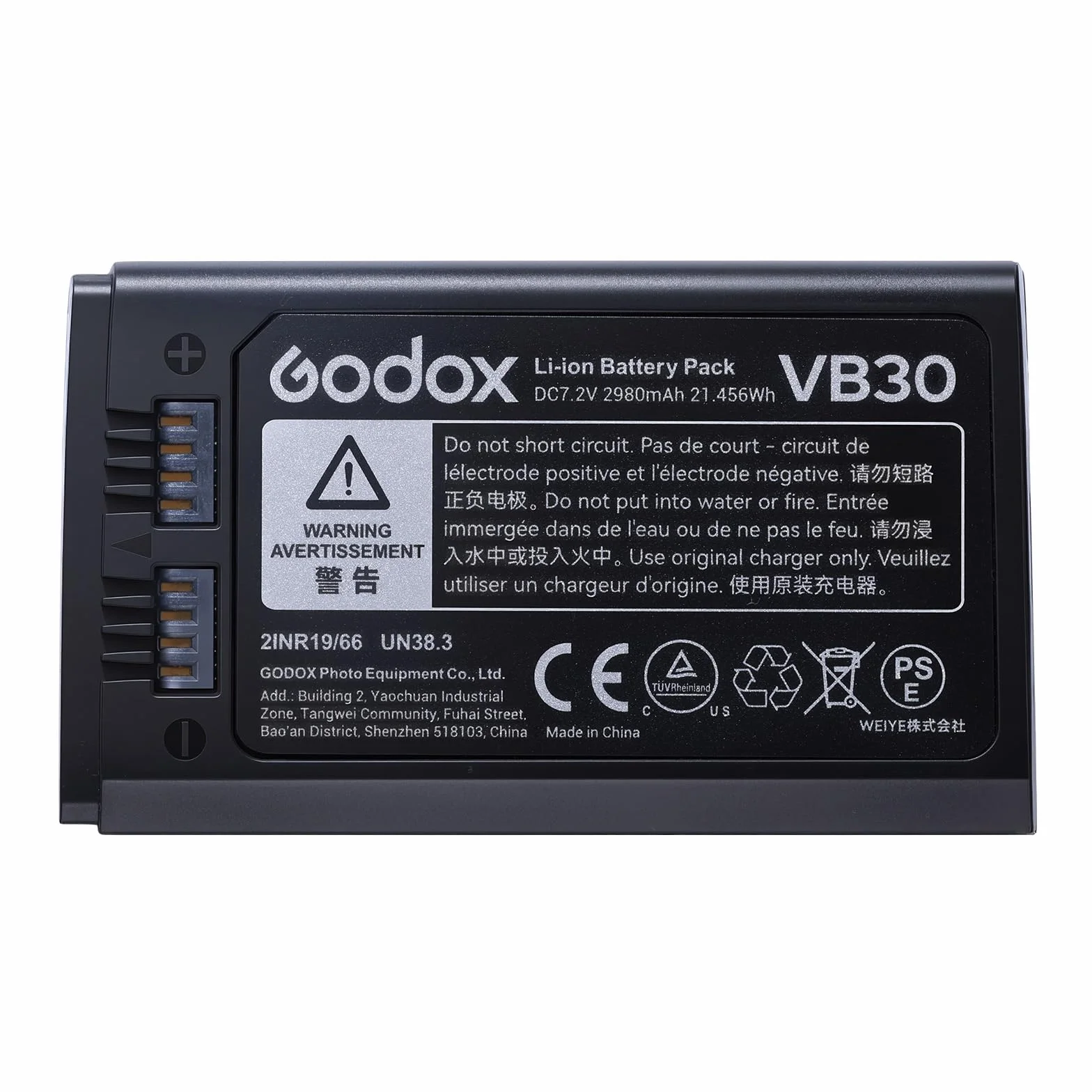 Godox VB30 Batterie, V1Pro Bartterie avec Type-C Port, 2980mAh VB30 Batterie Lithium pour Flash Godox V1 Pro C/S/N/F/O et V1 V860III V100