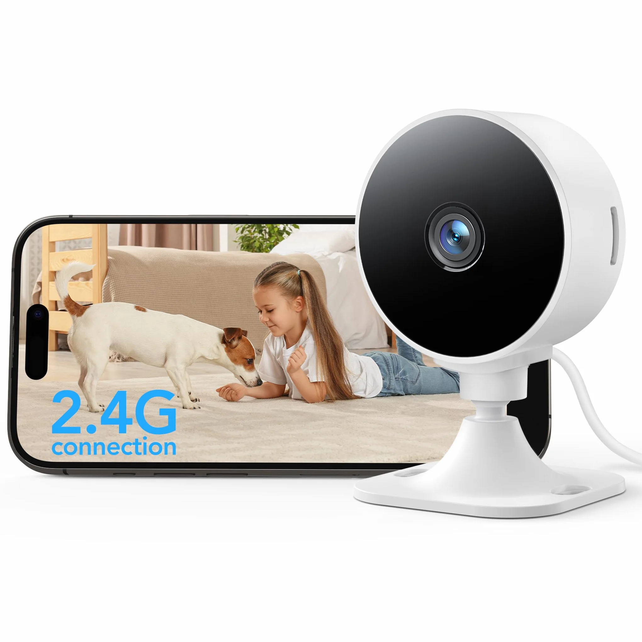 GNCC Caméra de sécurité intérieure 1080p Wi-Fi 2,4 GHz détection Mouvement IA Audio bidirectionnel Vision Nocturne Stockage Cloud