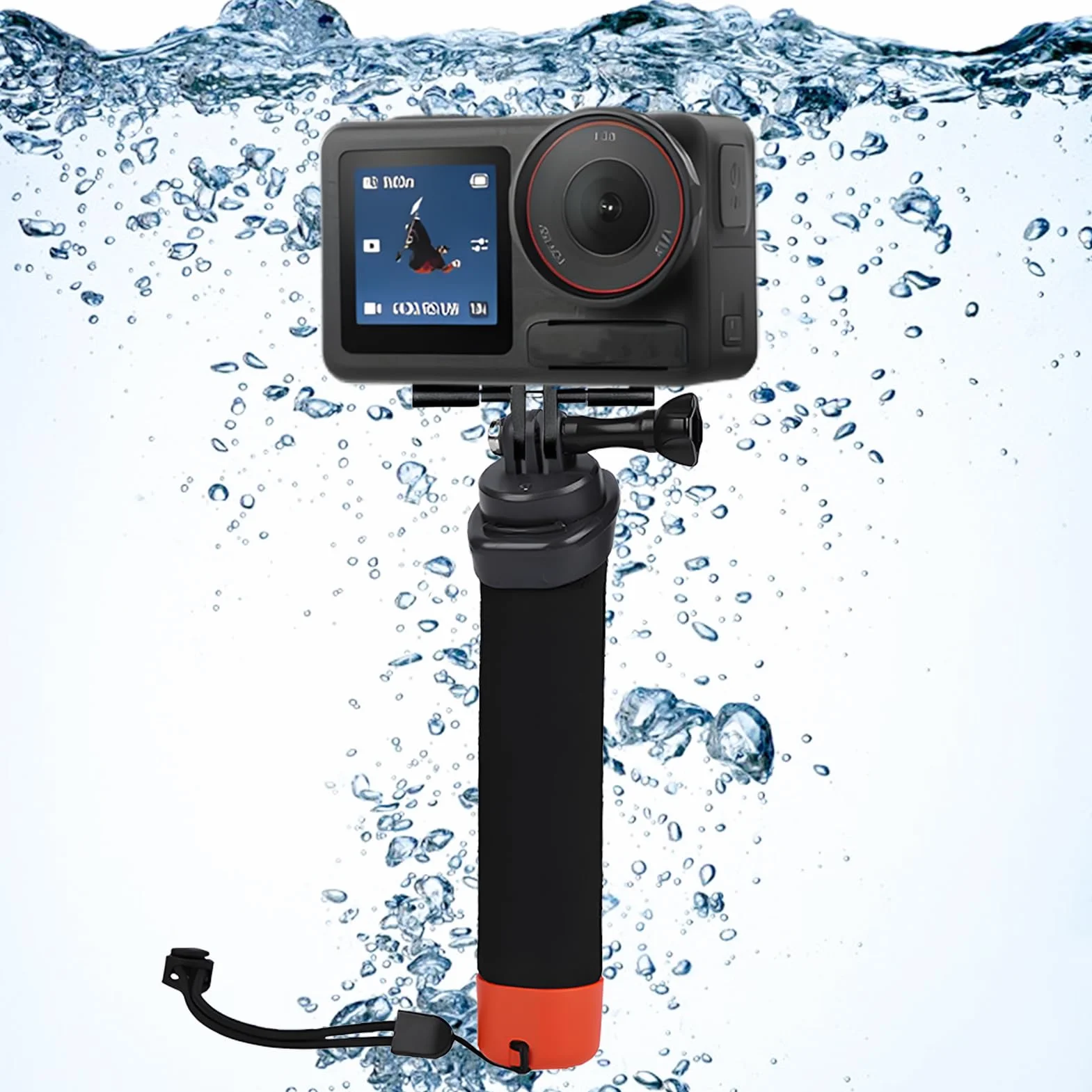 Poignée Flottante pour Caméra Sport, plongée sous-Marine Etanche Handler avec Dragonne et Corde élastique Anti-Perte pour Go Pro Hero 13/12/11/10/9/8/7/6 insta360 DJI Osmo et Autres caméras d'action