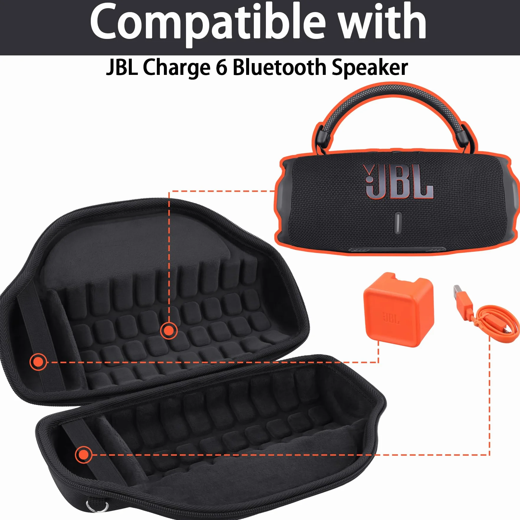 co2CREA Dur Étui de Voyage Rigide Housse Cas Coque pour JBL Charge 6 Haut-Parleur Bluetooth Portable, étui Seulement