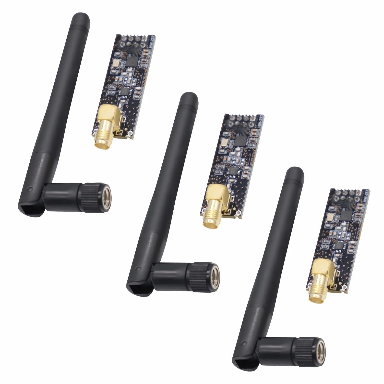 NRF24L01+PA+LNA Module RF avec antenne SMA, émetteur-récepteur sans Fil 2,4 GHz, Compatible avec Arduino et Raspberry Pi, portée Jusqu’à 1100 m(3PCS)