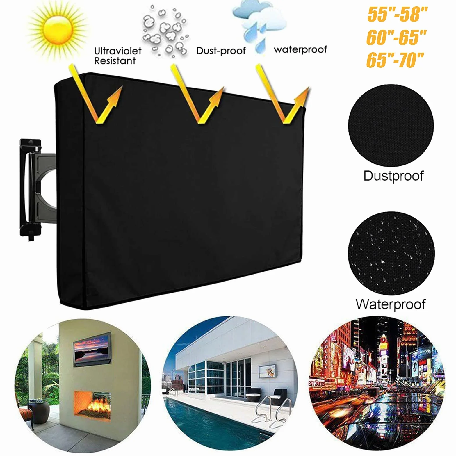 Housse de Protection d'extérieur TV 600D Polyester Tissu Imperméable UV Écran Plat TV Protecteur D'affichage Pour 50 ''à 70 ''LCD LED (For 60-65 inch TV)