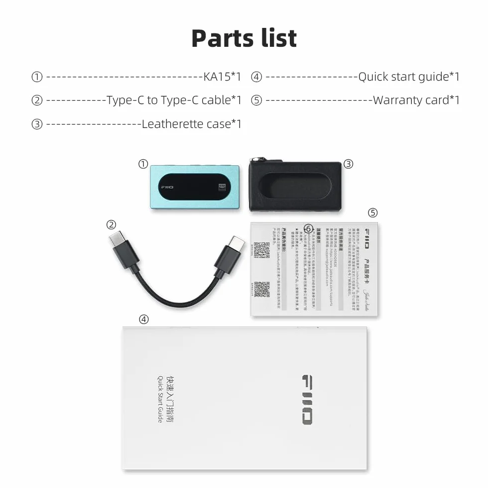 FiiO KA15 DAC Portable et amplificateur de Casque (Bleu)
