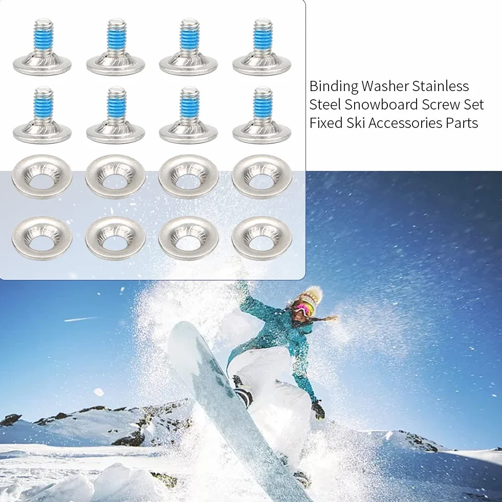 Kit de vis de fixation pour snowboard en acier inoxydable, 8 sets