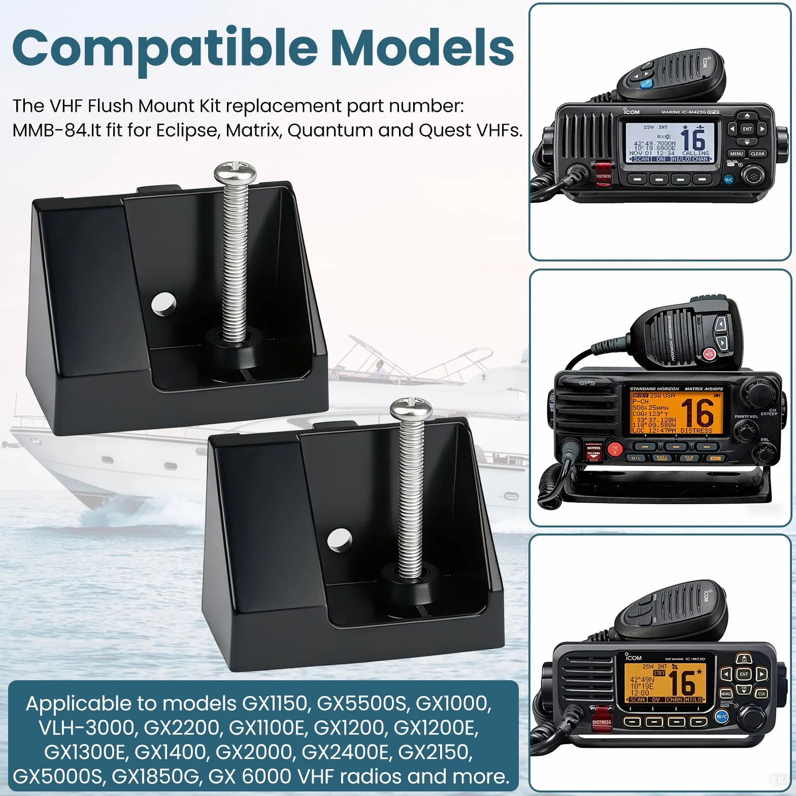 Kit de montage encastré MMB-84 pour radio VHF marine