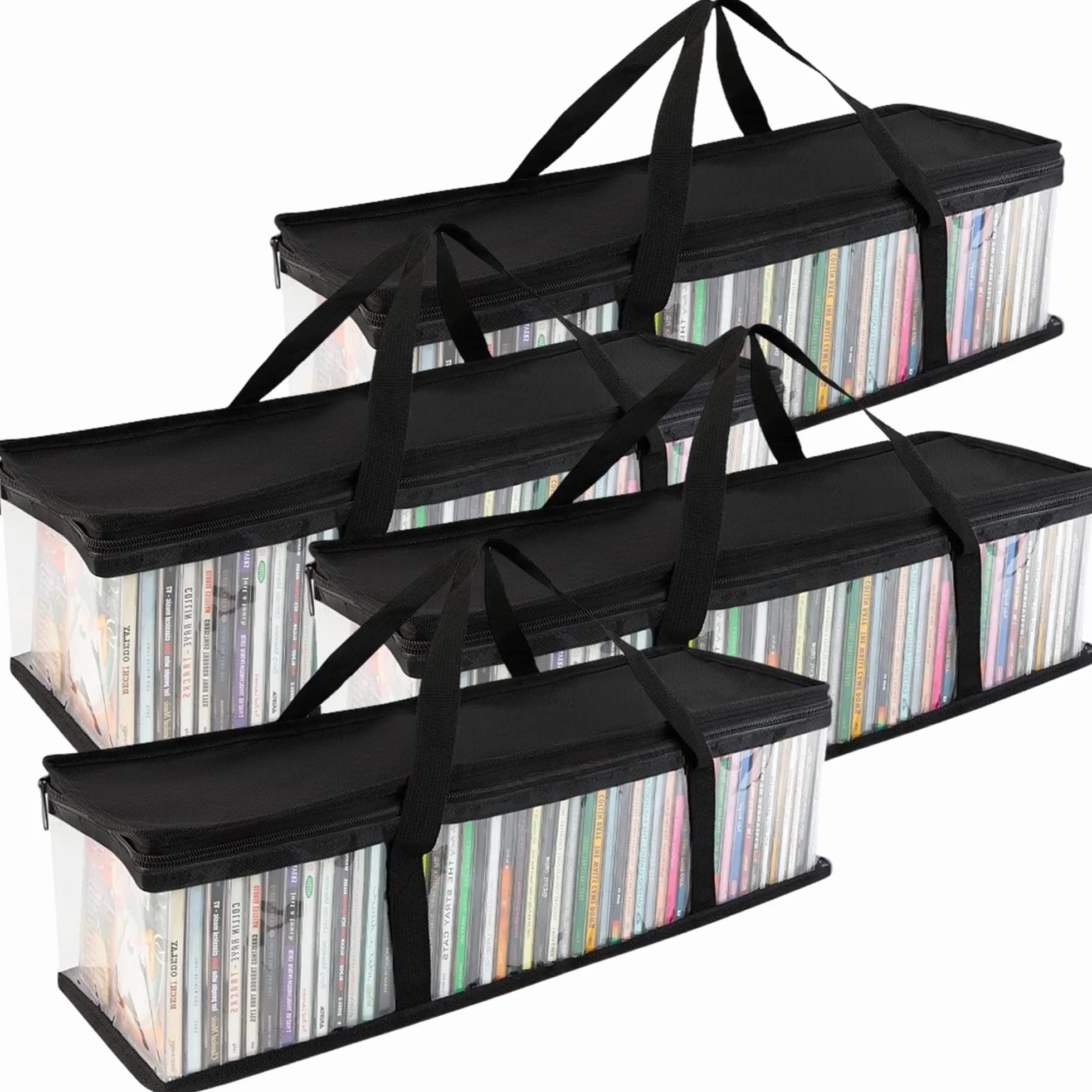 4PCS Sac De Stockage Portable, 60*15*22cm Sacs De Rangement Pour DVD, Étuis De Empilables Portables Pour CD, Pour DVD, CD, Jeux Vidéo, Livres, Boîte De Rangement CD, Sac De Rangement